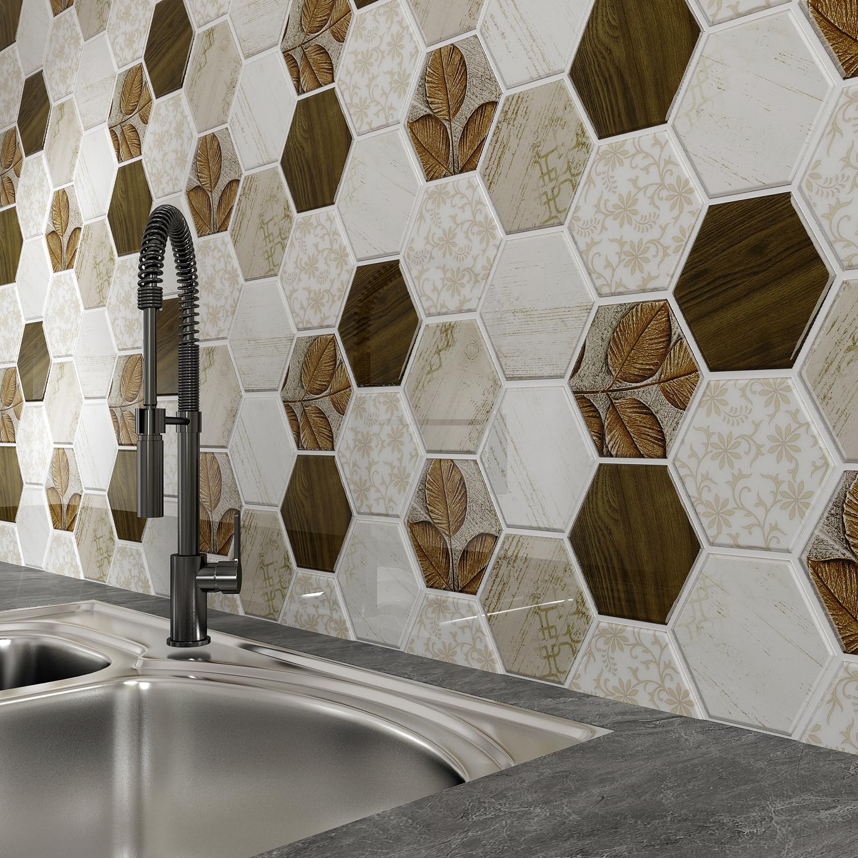 Livelynine 32-Pack Beige Peel and Stick Backsplash Tiles - 12x12 Inch Waterproof Self-Adhesive Wall Stickers for Kitchen, Bathroom, Shower & Sink - Easy DIY Home Decor for Mid Century Modern Style - Perfect for Renters, Apartments & Home Renovation Projects