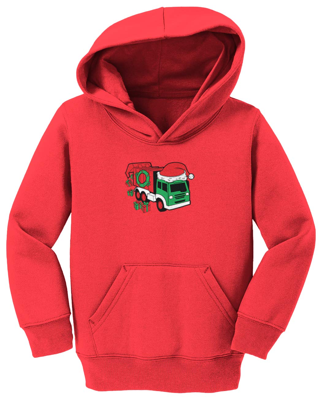 Christmas Garbage Truck Fleece Hoodie with Wreath Lights - Cozy Toddler & Youth Pullover for Holiday Festivities & Winter Playtime