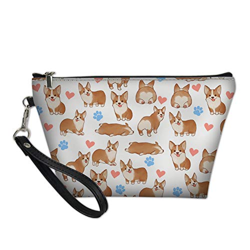 Corgi Travel Makeup Bag for Women - Waterproof Hanging Toiletry Organizer with Top Zip, Cute Dog Heart Print Cosmetic Pouch - Perfect Gift for Gym, Travel & Daily Use