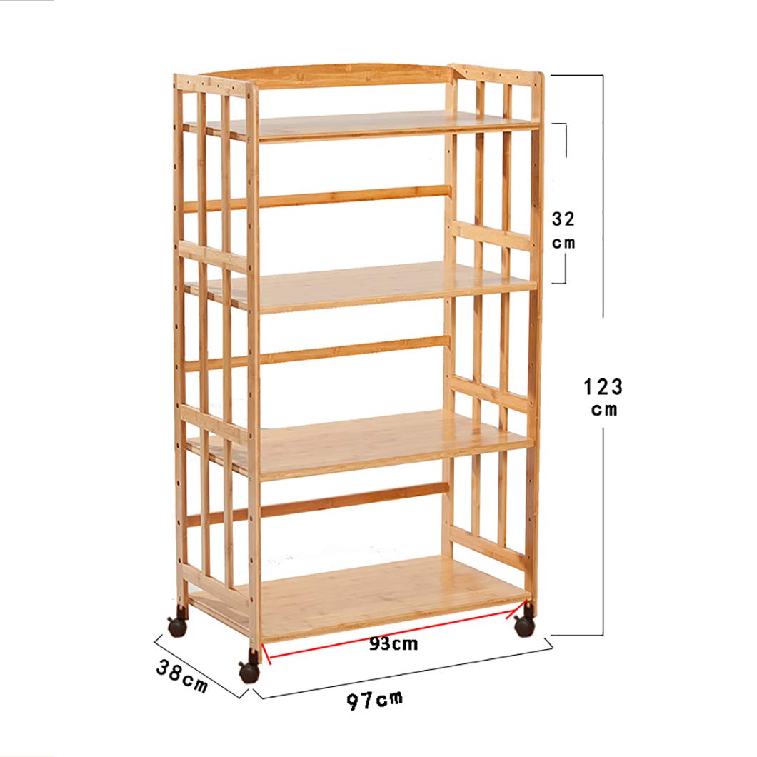 Bamboo Rolling Kitchen Serving Cart with Wheels - Mobile Bar Buffet Cart, Storage Shelf for Dining Room, Bathroom & Home Organization - Perfect for Entertaining, Storage & Small Space Solutions