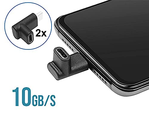 4-Pack USB C Angle Adapter Set - 2 Left/Right & 2 Up/Down 90 Degree Connectors for MacBook, iPad Pro, Galaxy - Perfect for Tight Spaces & Charging in Bed/Car