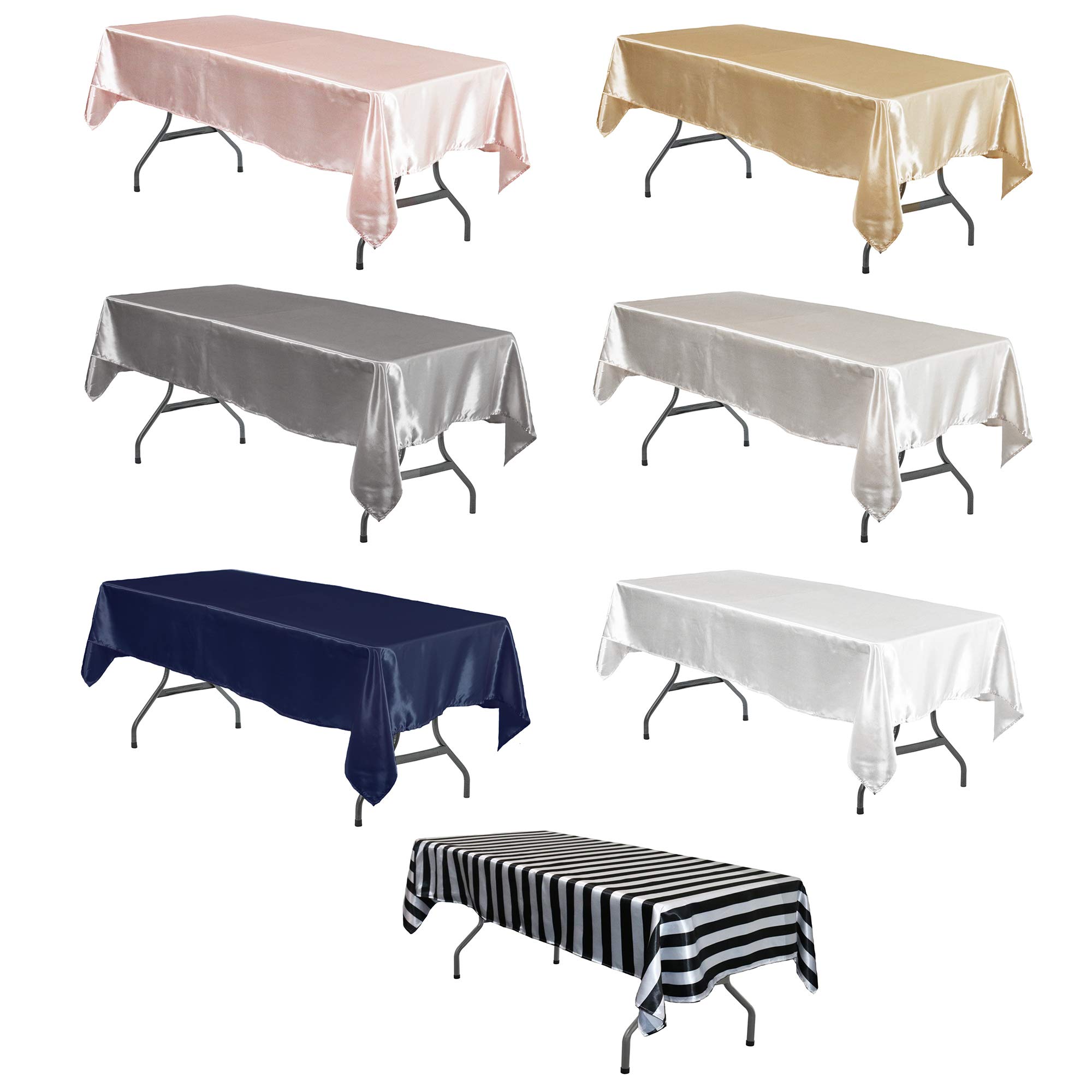 60 x 102 Inch Dark Silver Satin Tablecloth - Rectangular Shiny Table Linens for 6 ft Tables - Perfect for Weddings, Banquets & Formal Dining Events