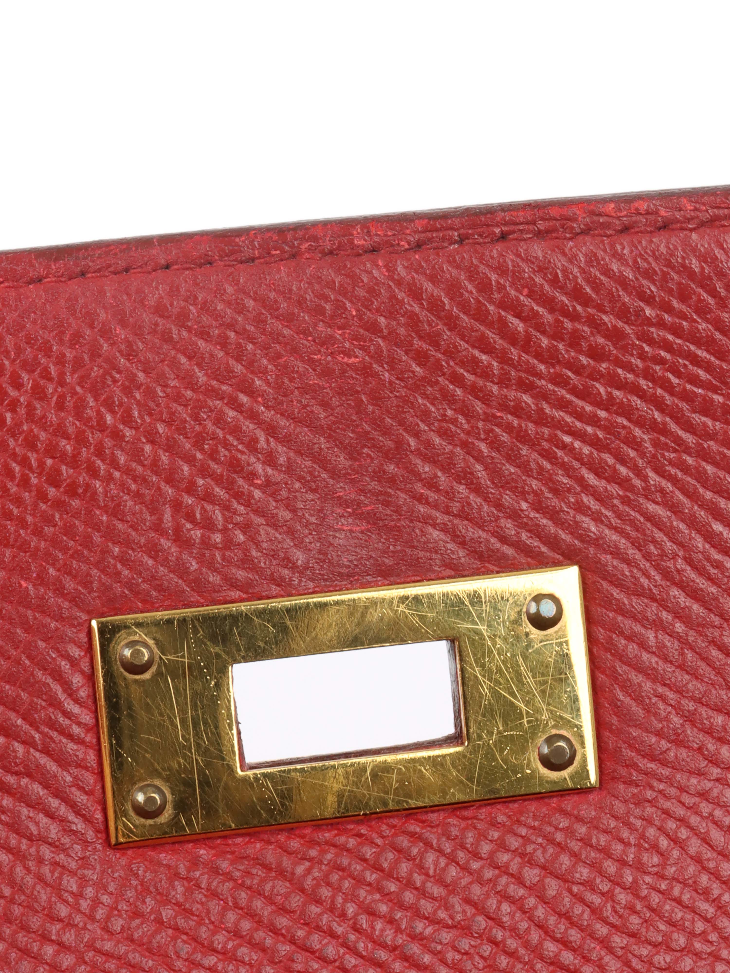 Authentic Hermes Kelly 32 Bag Rouge H Red Gold Hardware 1994 Vintage - Luxury Handbag for Women, Perfect for Parties & Special Occasions