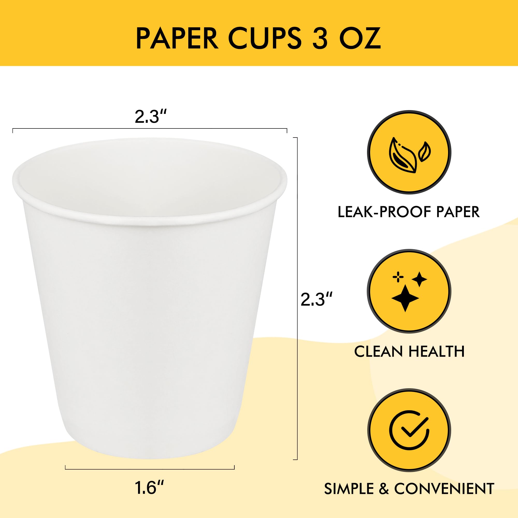 RACETOP 300 Pack 3 oz Disposable Paper Cups - Small Bathroom & Mouthwash Cups for Party, Travel, Events, Picnic, BBQ - Perfect for Home, Office, and Restaurant Use