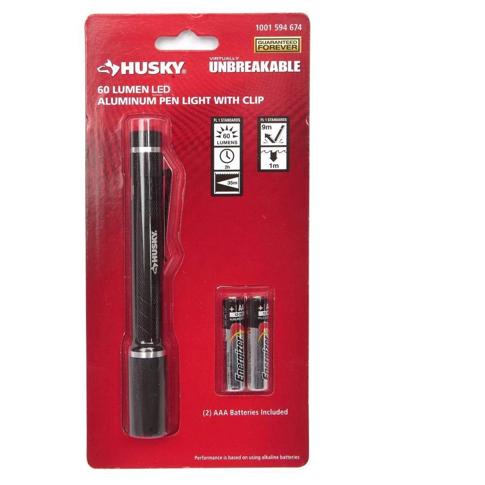 80-Lumen Durable Aluminum Pen Light with Clip - Includes Batteries (Model 1001-594-674) - Perfect for Mechanics, Electricians, and Emergency Use
