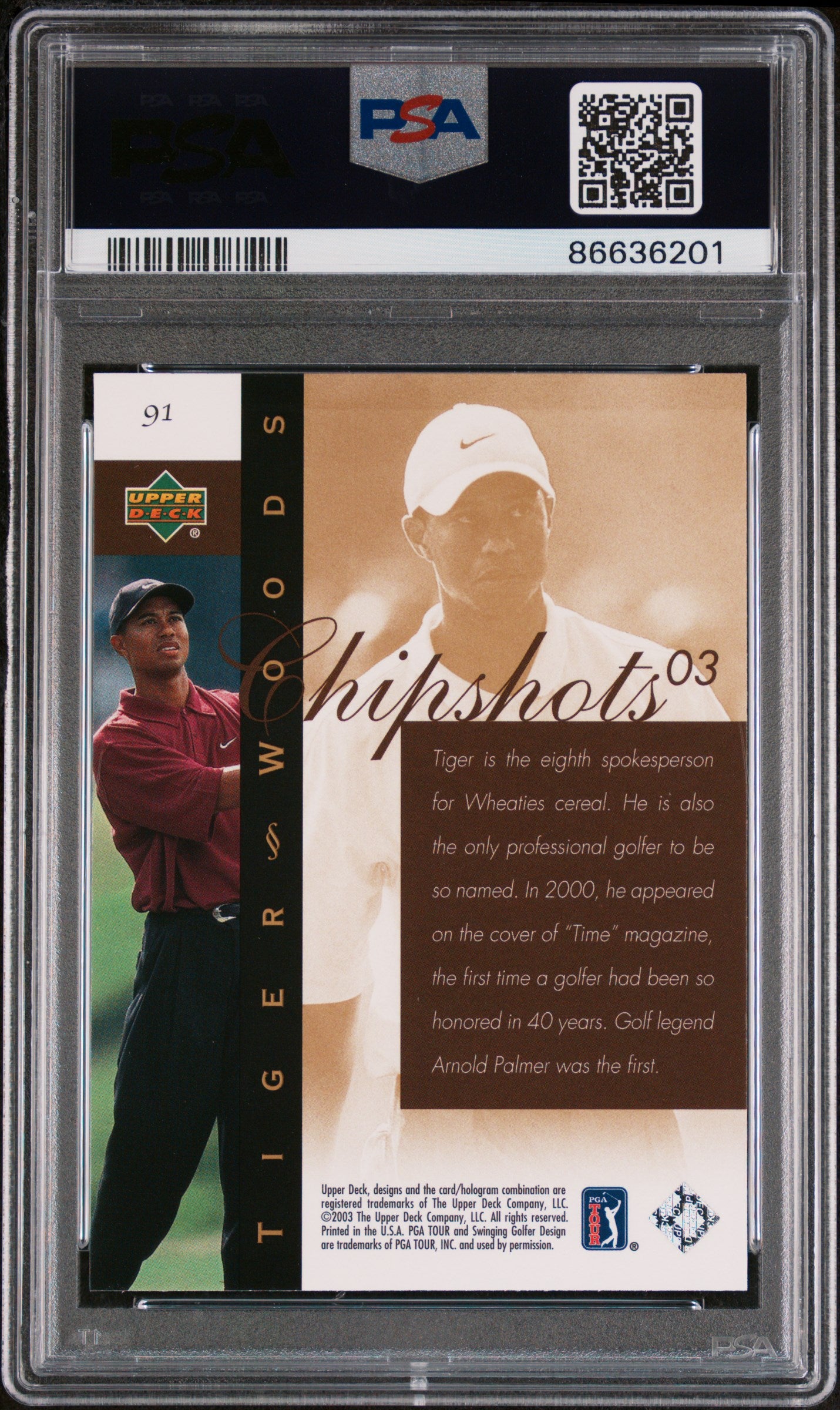 2003 Upper Deck Golf Tiger Woods #91 PSA 10 Gem Mint - Rare Collectible Trading Card for Sports Memorabilia Enthusiasts & Golf Fans - Perfect for Display, Investment or Gift Giving