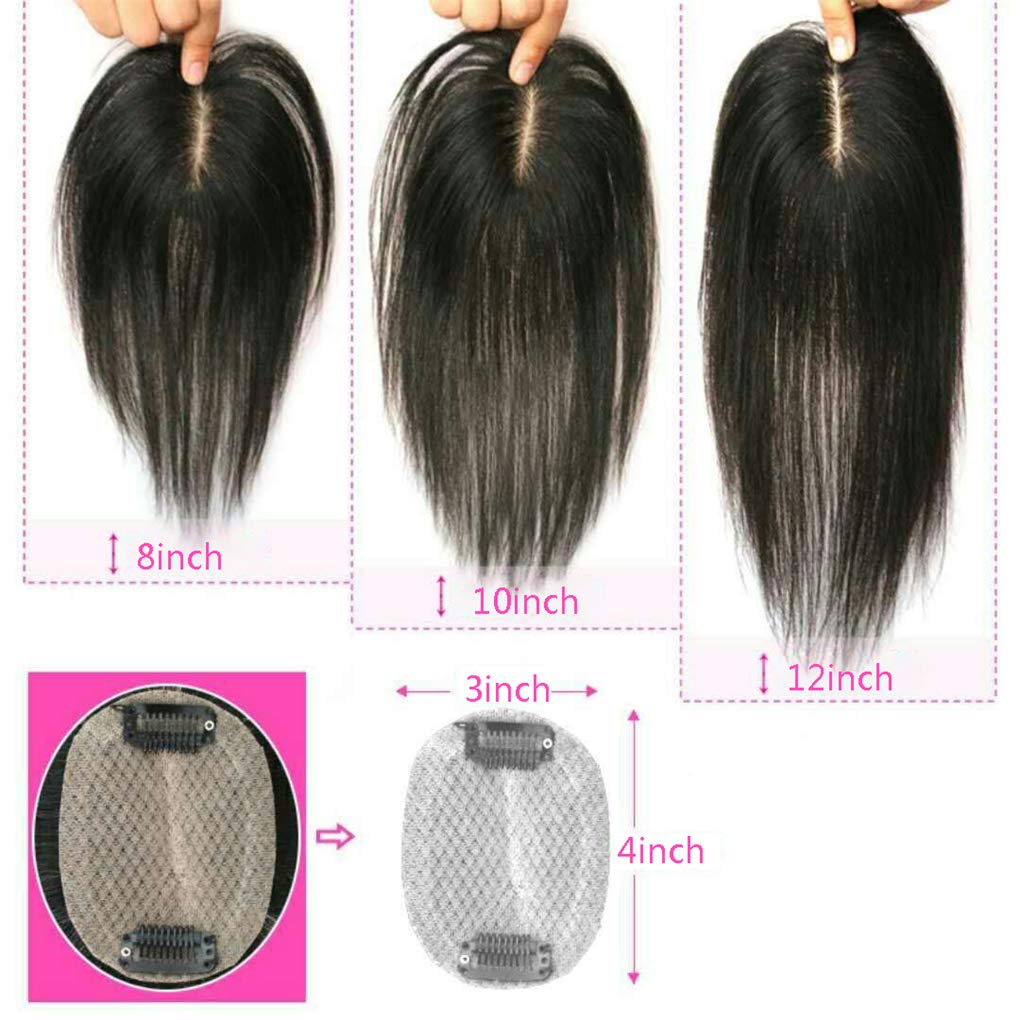 Clip-In Human Hair Toppers with Double Layer Silk Base - 16