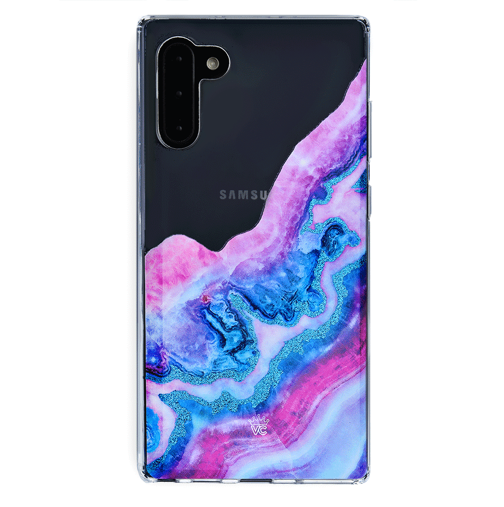 Geode Glitter Clear Samsung Phone Case - Shatterproof Protective Cover for Galaxy S21/S20/Note 20 - Sparkle Crystal Design for Women & Girls - Perfect for Daily Use, Parties & Gift Giving