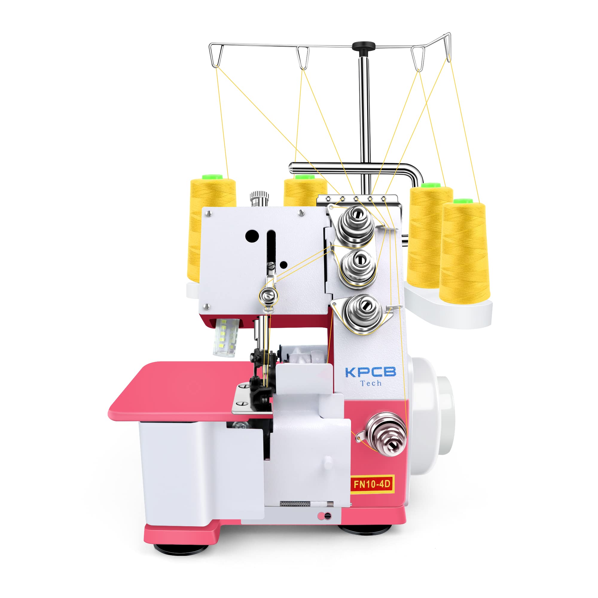 KPCB Serger Sewing Machine with Upgraded LED Light & Accessory Kit | Heavy-Duty Metal Overlock Machine for Professional Sewing | Perfect for Quilting, Garment Making & Craft Projects (Pink)