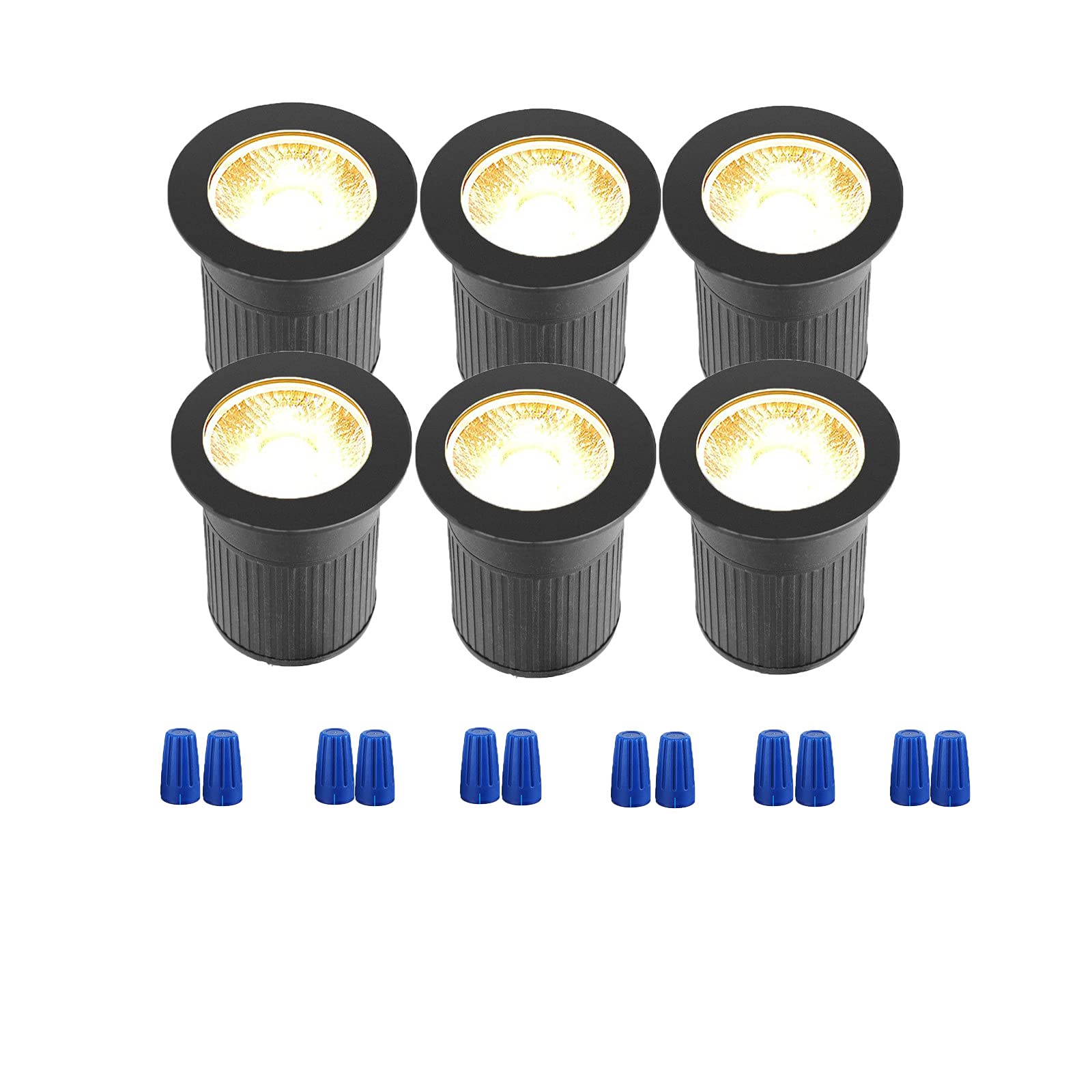 RNEHON 5W In-Ground Well Light, 12-24V Low Voltage Landscape Pathway Lighting, IP67 Waterproof Aluminum Outdoor Lights, 3000K Warm White for Yard, Lawn, Garden, Patio - Pack of 6 | Perfect for Driveways, Walkways, and Poolside Illumination