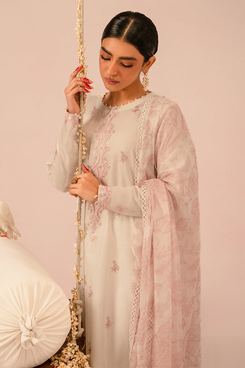 IVORY CREAM 3-Piece Embroidered Lawn Suit for Women | Pakistani Ethnic Wear | Summer Casual Outfit & Party Dress