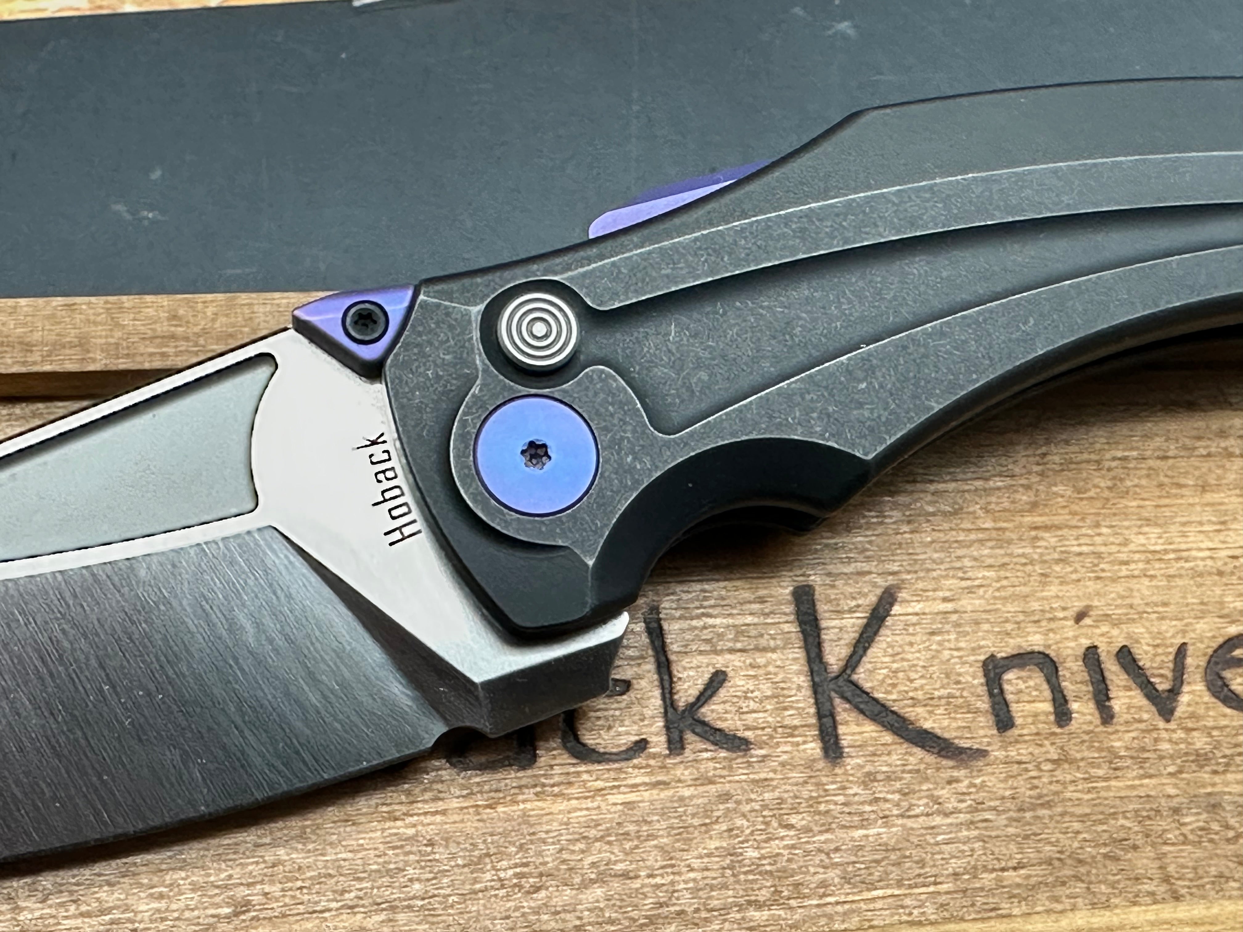 Premium Jake Hoback Sumo Knife - Black Milled Titanium Handle, Purple Hardware, Wharncliffe Blade, Satin Bohler M390 Steel | EDC, Outdoor Survival, Tactical & Everyday Carry