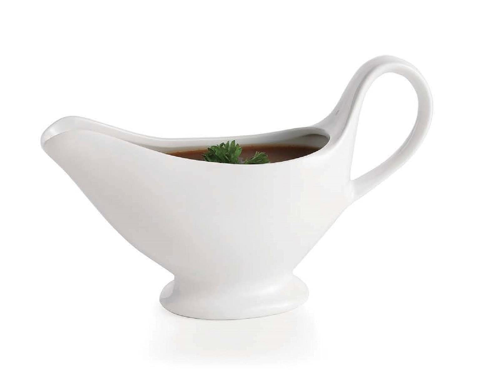Premium Ceramic Gravy Boat with Handle - Elegant Sauce Server for Thanksgiving, Holiday Dinners & Entertaining - Perfect for Gravy, Syrup & Dressings