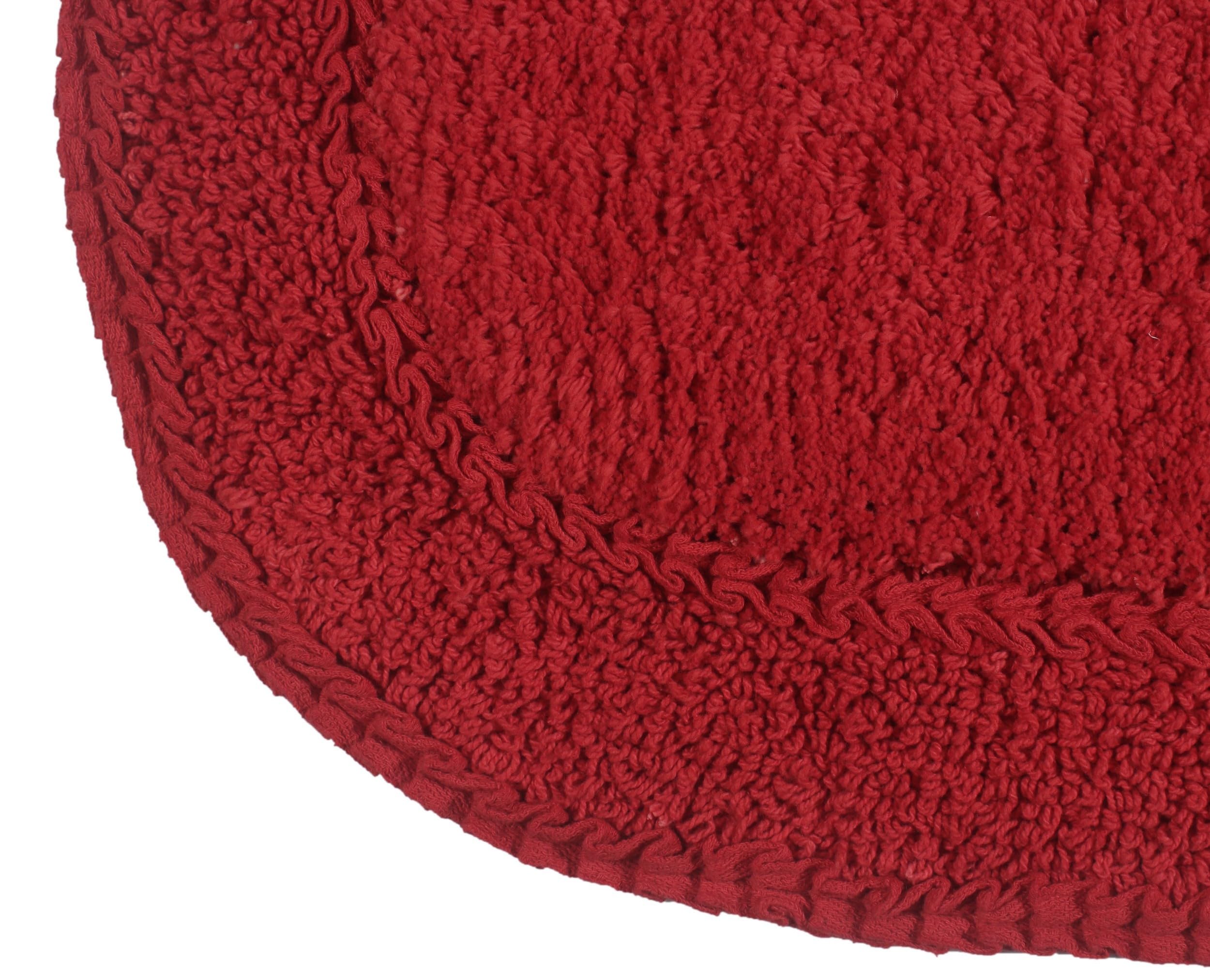 Home Weavers Double Ruffle 100% Cotton Bathroom Rugs Set - Ultra Soft, Absorbent & Washable Non-Slip Bath Mat for Bathroom, Kitchen & Laundry Room - 3 Piece Contour Set (Red) - Perfect for Cozy Home Decor and Wet Areas
