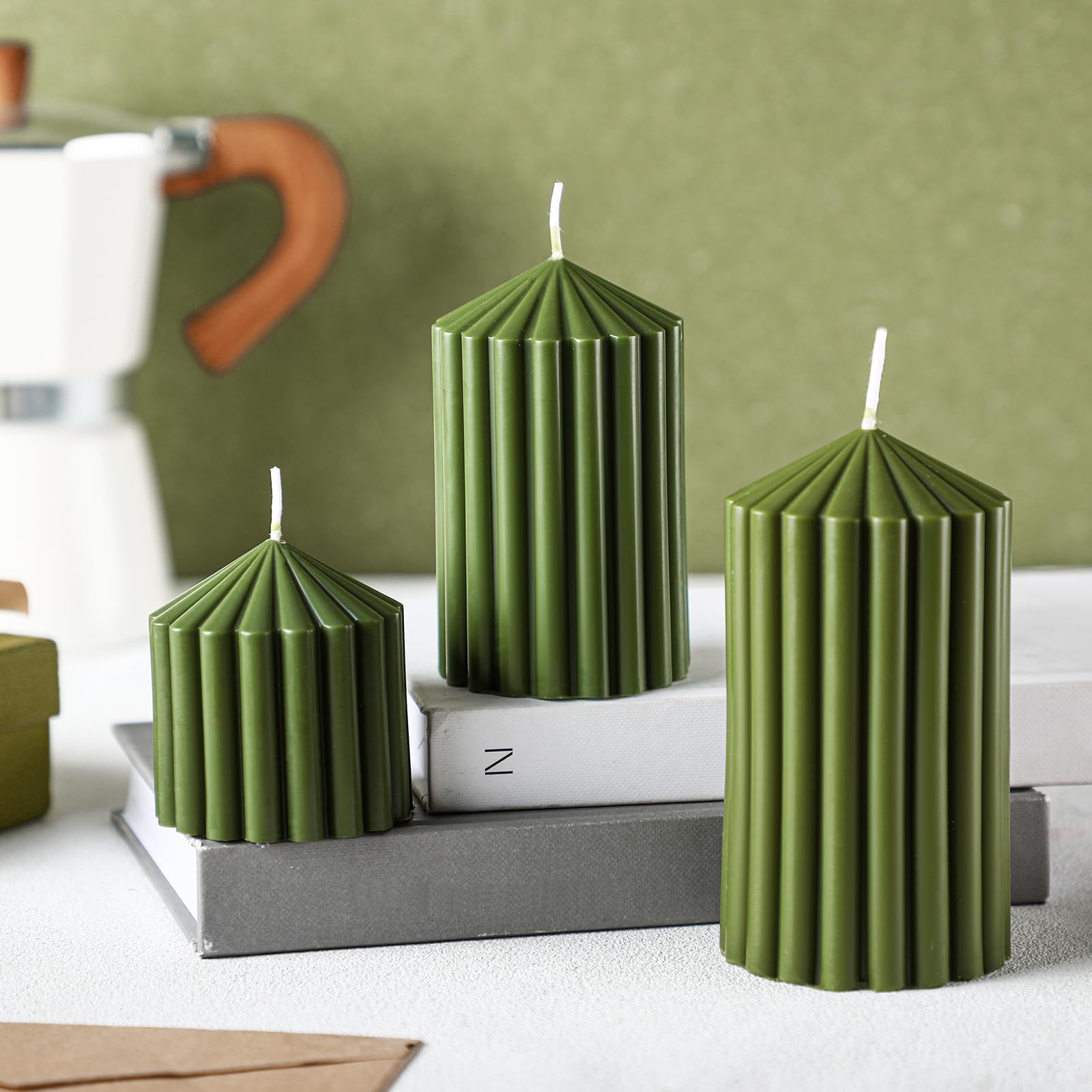 Premium Set of 3 Soy Wax Ribbed Pillar Candles (2.8
