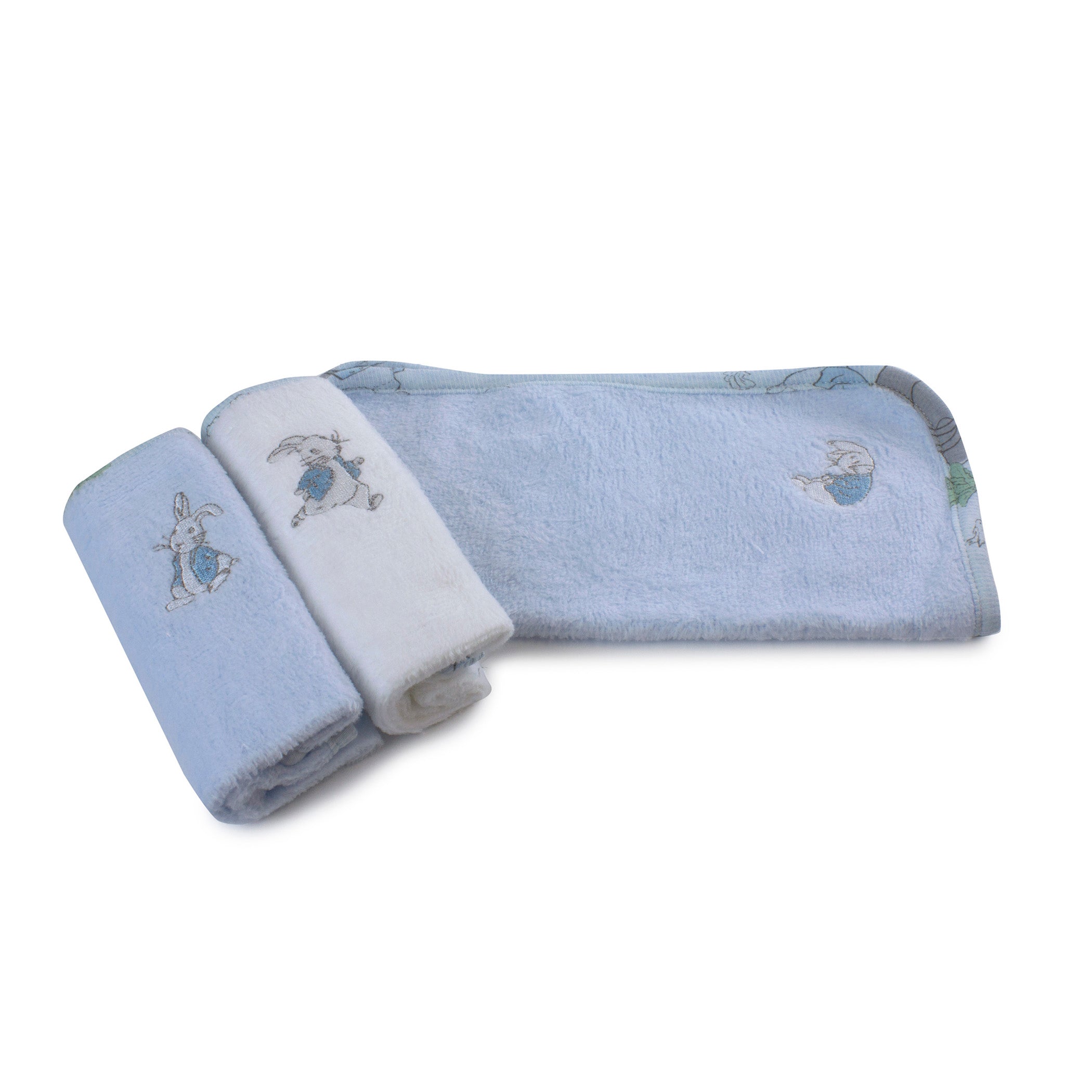 Peter Rabbit 'Hop Little Rabbit' 3 Pack Soft Cotton Face Wash Cloths for Babies & Kids | Gentle Skin Care | Bath Time, Makeup Removal & Daily Cleansing
