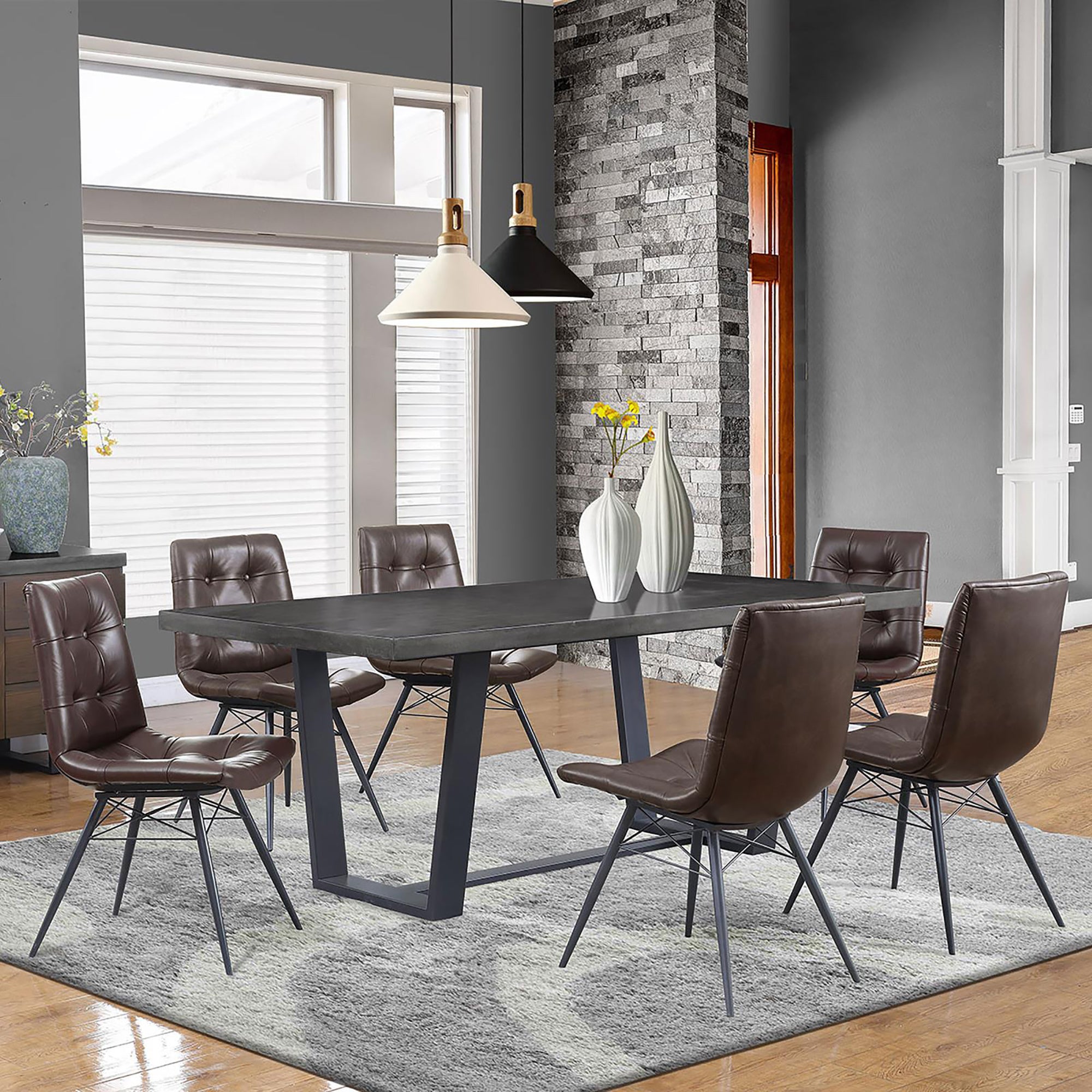 Brown and Gunmetal Back Dining Chairs Set of 4 - Modern Kitchen & Dining Room Furniture for Home Decor | Perfect for Family Gatherings & Dinner Parties