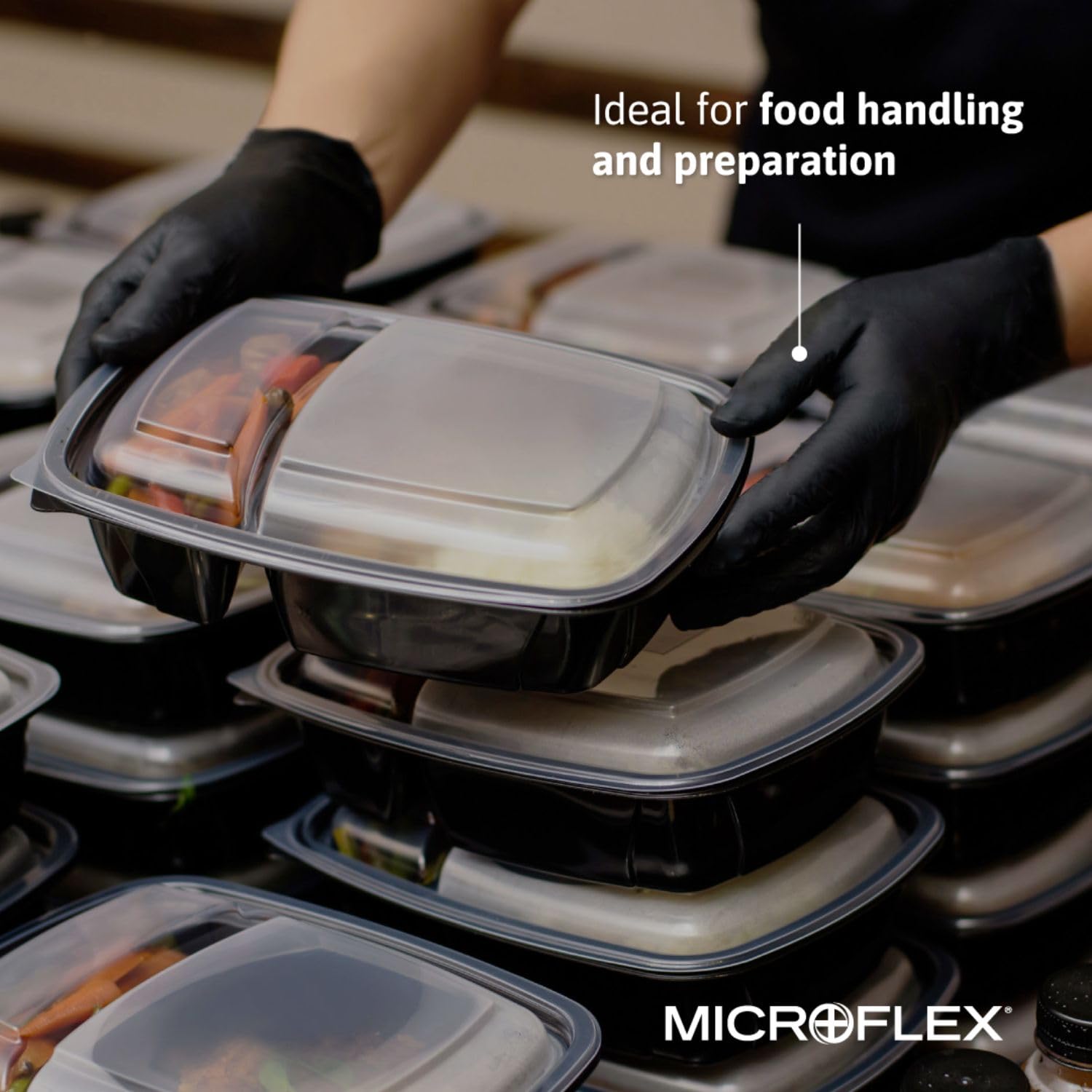 Ansell MICROFLEX MidKnight MK-296 Black Nitrile Gloves - Disposable, Chemical Resistant, Latex-Free for Mechanics, Auto Repair, Cleaning & Tattoo Artists | Perfect for Workshop, Garage, Healthcare & Industrial Use
