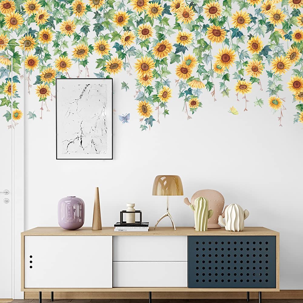 Sunflower Wall Stickers - Floral Decor for Bedroom, Kitchen & Bathroom