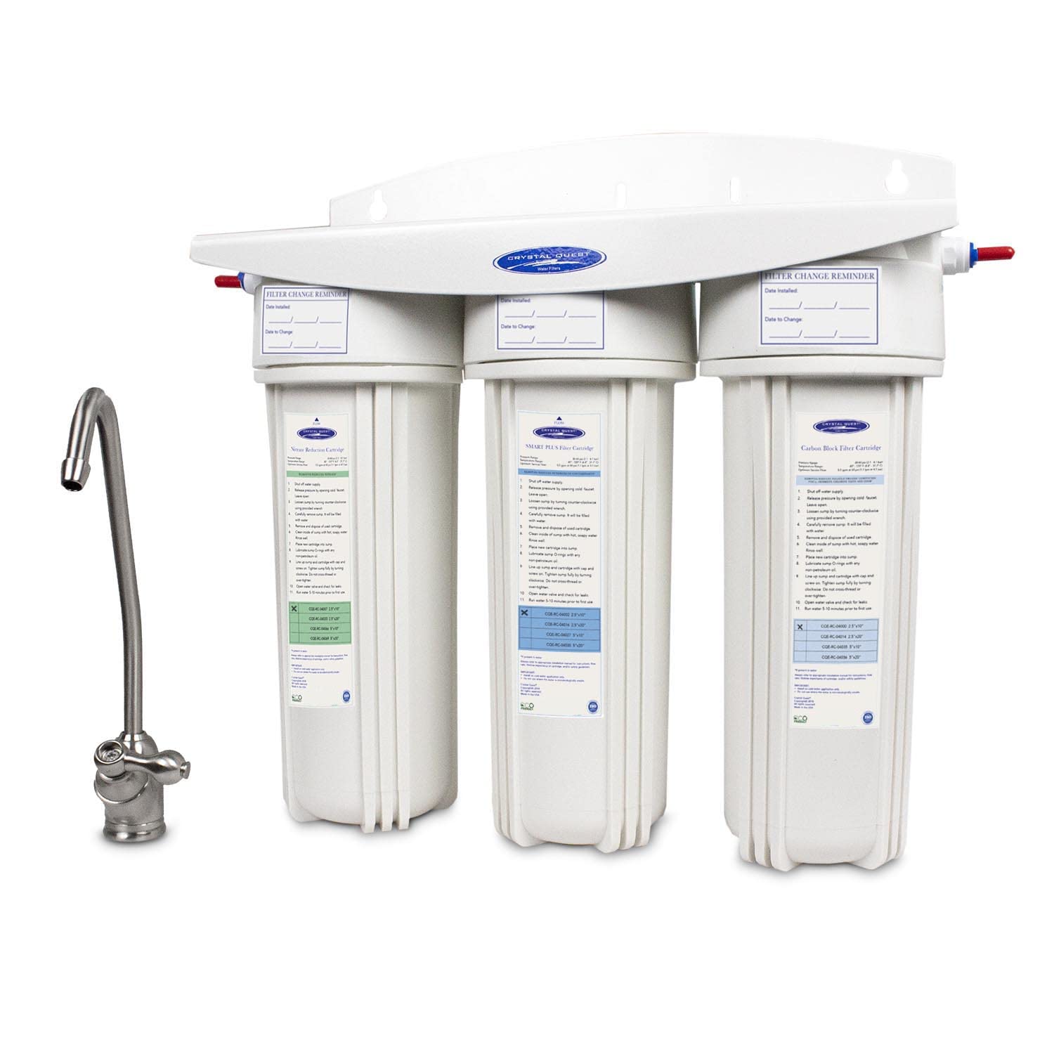 Crystal Quest Triple Cartridge Under Sink Water Filter System - Removes Nitrates & Impurities, 10,000 Gallon Capacity | Perfect for Clean Drinking Water in Homes, Offices & RVs