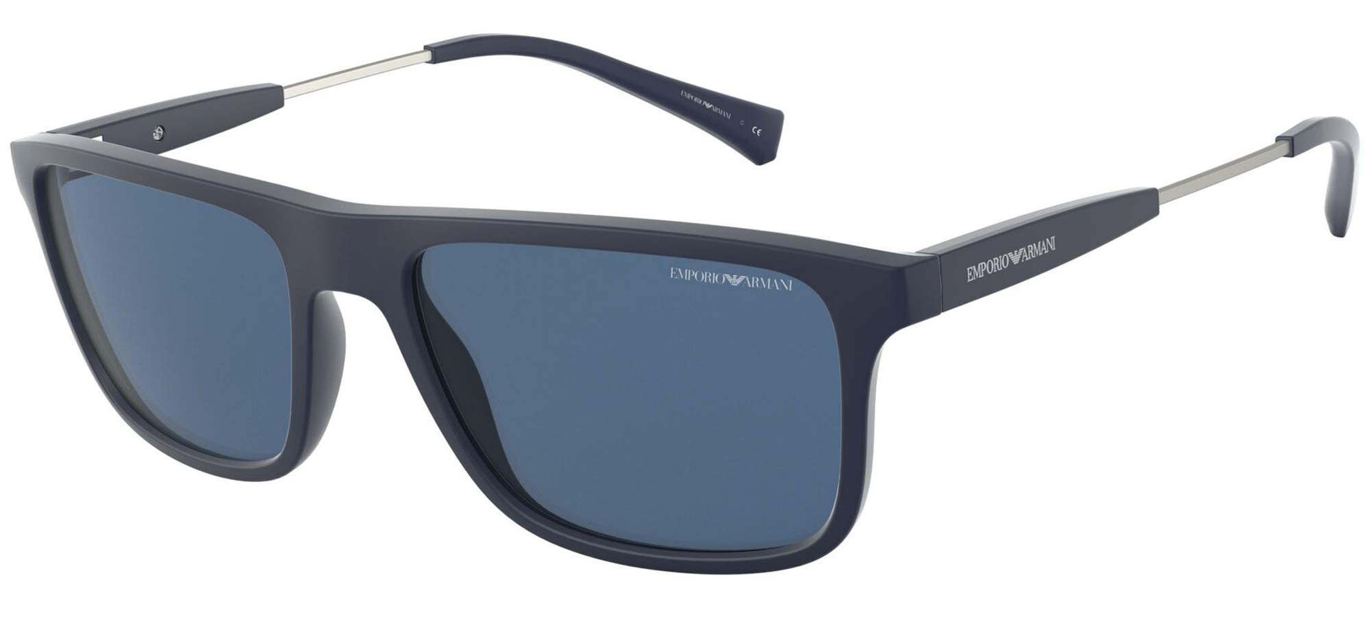Emporio Armani Men's Sunglasses - Matte Blue Frame & Blue Lenses (56MM) | UV Protection, Polarized, Fashionable Aviator Style for Driving, Beach & Outdoor Activities