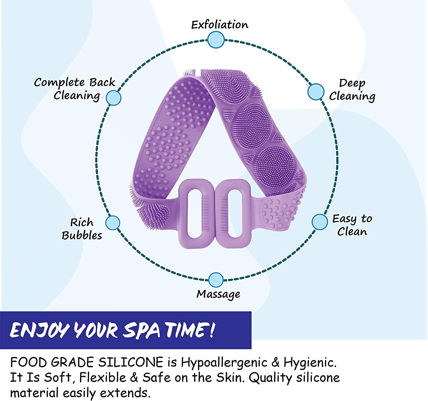 GEUNPA All-in-One Back Body Scrubber with Long Handle & Wall Mount - Exfoliating Shower Brush for Deep Cleansing, Dead Skin Removal - Perfect for Bath, Spa, and Daily Hygiene Routine