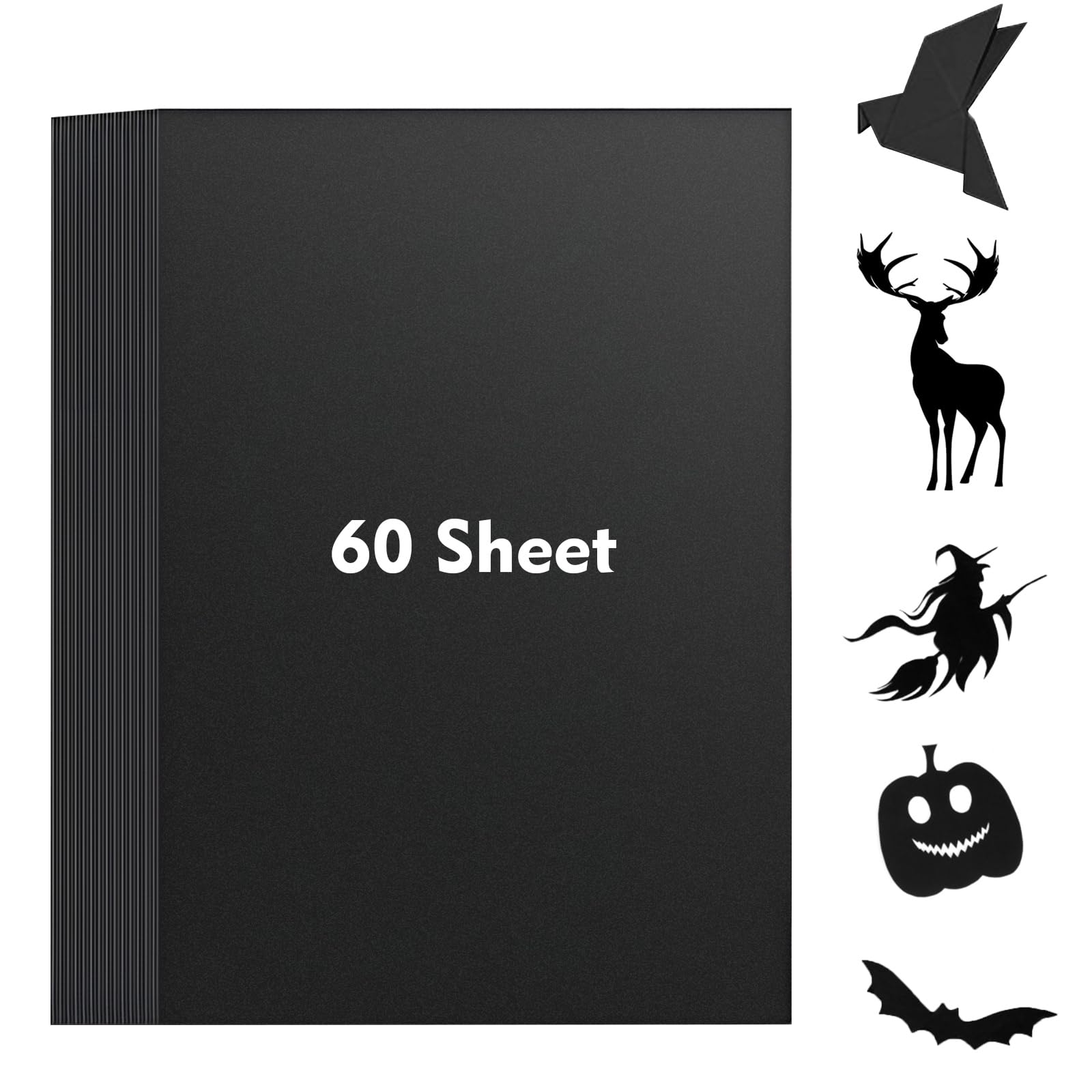 Premium Black Cardstock Paper - 60 Sheets, 92 lb Thick Heavyweight Cover Stock for DIY Crafts, Invitations, Card Making & Printing (5 x 7 Inches) - Perfect for Scrapbooking, Wedding Invites, Greeting Cards & Professional Printing Projects