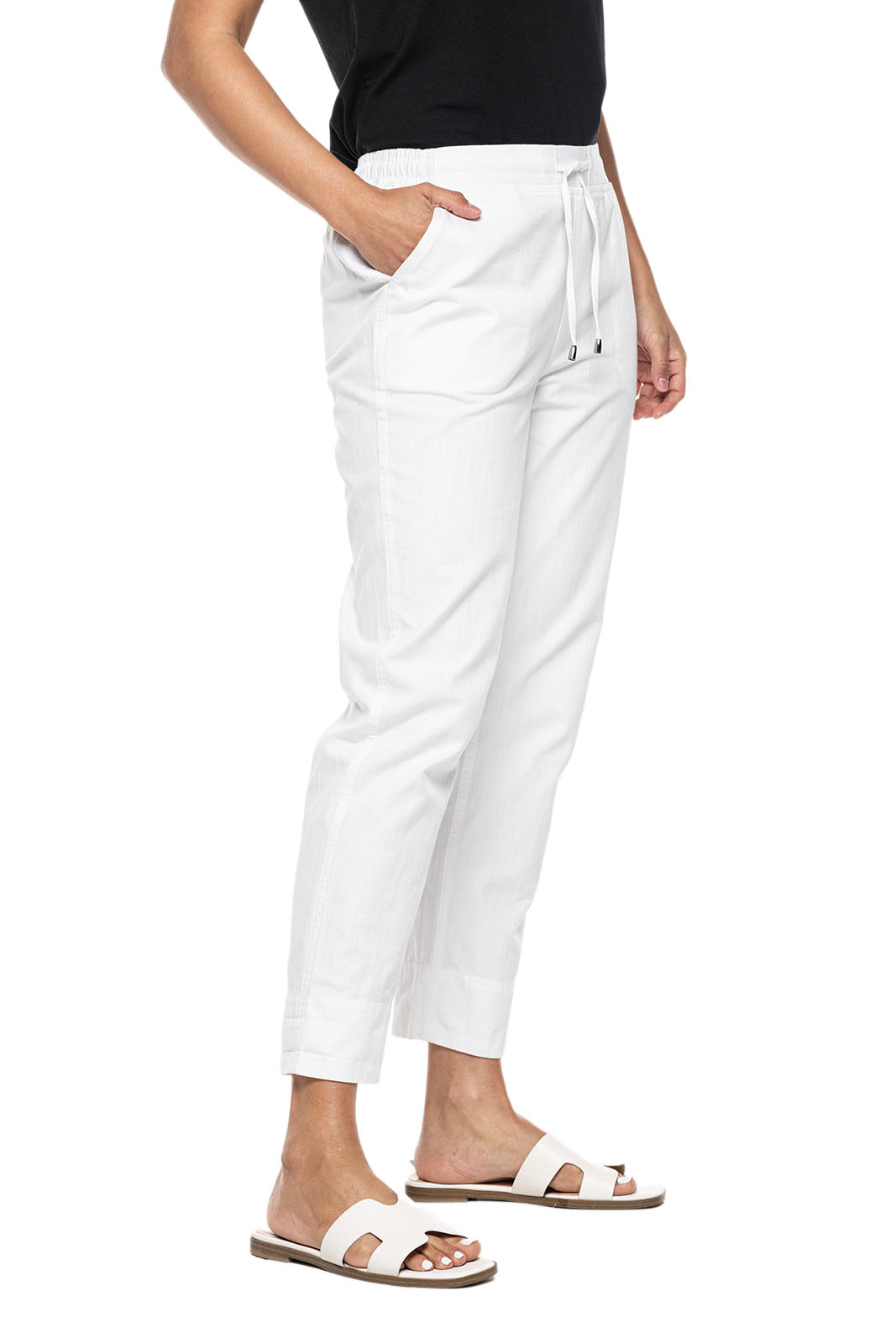 Women's Enclave Weekend Pants - Comfortable White Chambray Casual Trousers for Relaxing & Lounging | Perfect for Yoga, Travel & Weekend Outings