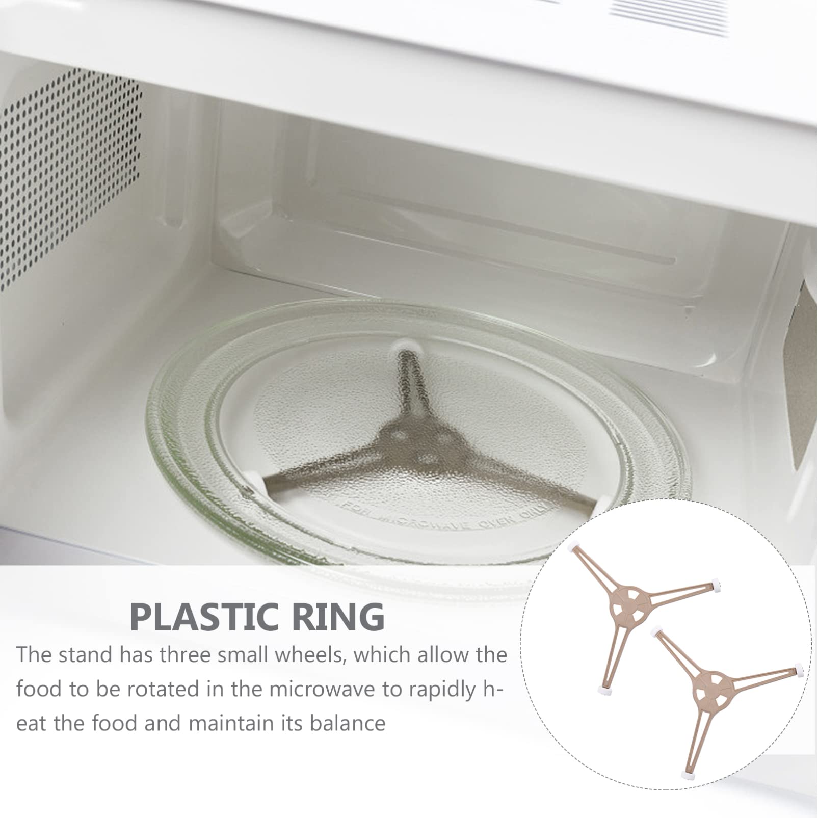 Mobestech 2-Pack Microwave Turntable Stand Replacement - Triple Arm Glass Rotating Roller Plate Tray Accessories for Microwave Oven | Perfect for Heating Food Evenly & Replacing Broken Turntables