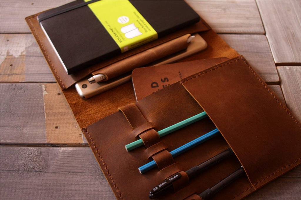 Personalized Yellow Brown Moleskine Leather Cover Notebook Holder - Premium Journal Organizer for Writing, Sketching & Travel - Perfect Gift for Writers & Artists