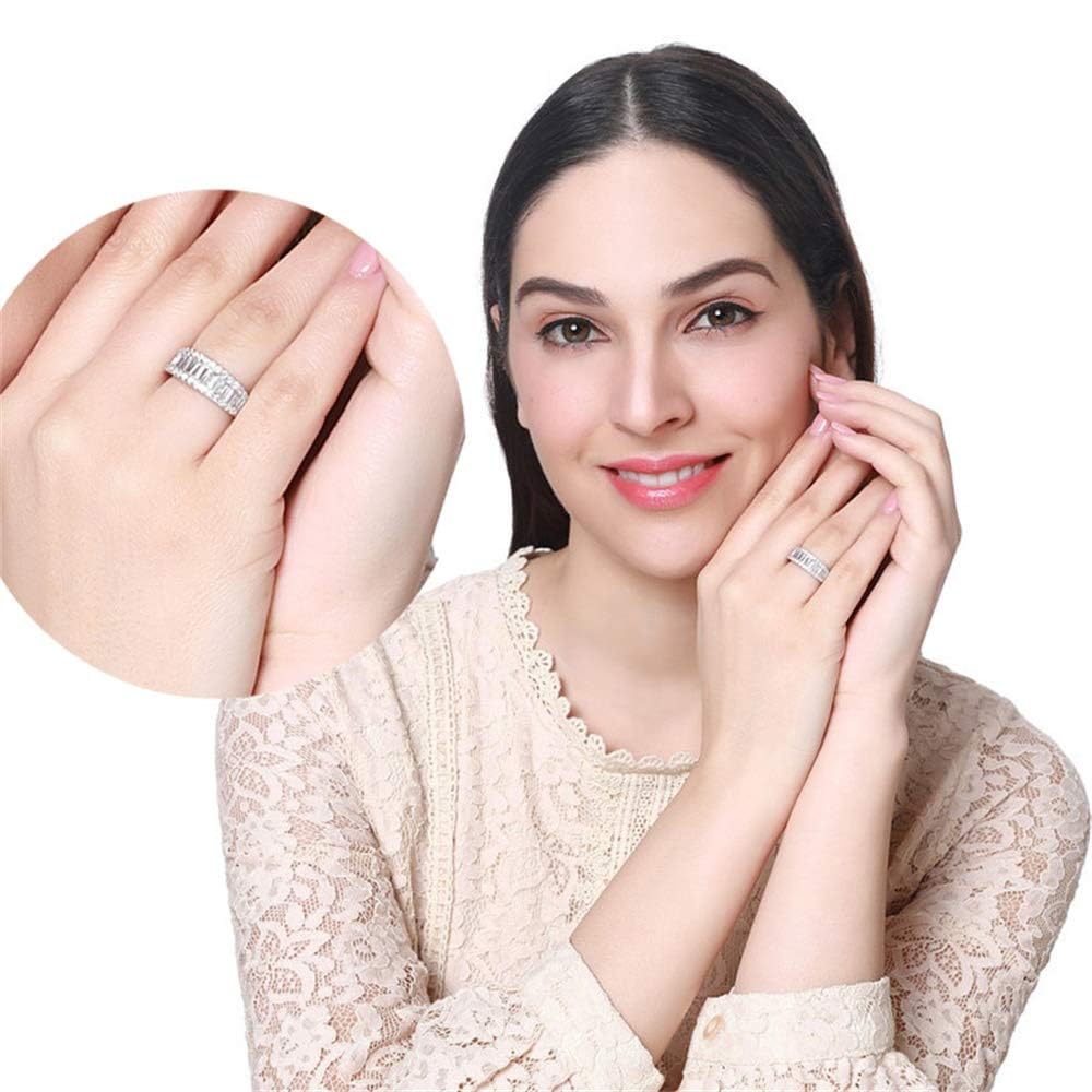 925 Sterling Silver Shiny Full Diamond Ring Cubic Zirconia Half Rings CZ Diamond Multi Row Eternity Band - Elegant Engagement & Wedding Ring for Women (Size 8) | Perfect for Anniversaries, Proposals & Special Occasions