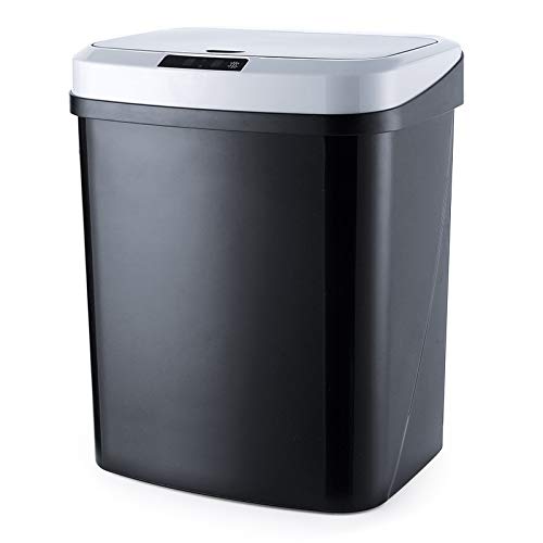 Smart Automatic Induction Trash Can - 15L Black Battery-Powered Touchless Waste Bin for Kitchen, Bathroom, Office & Outdoor Use