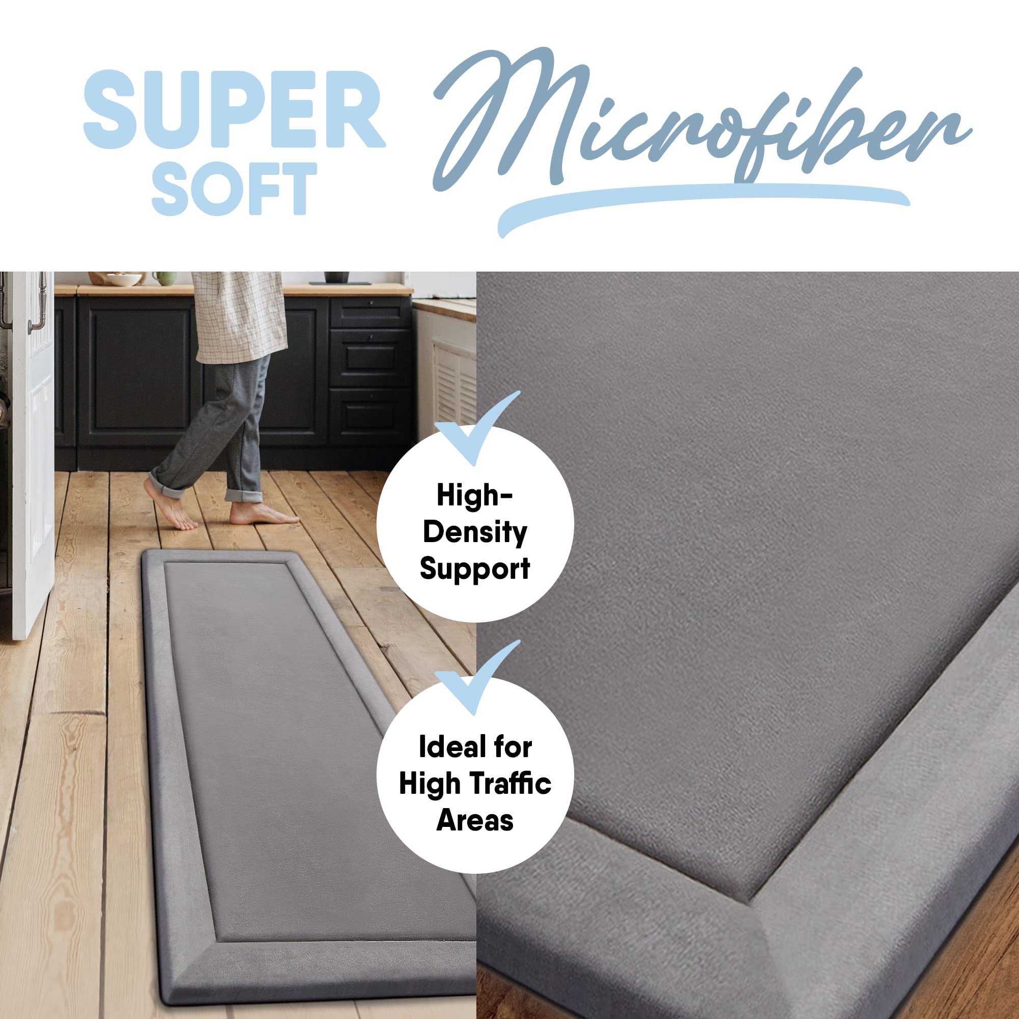 Premium Memory Foam Area Rug - Soft Microfiber Carpet with Built-in Rug Pad, Stain & Fade Resistant - 2'x6' Light Grey for Living Room, Bedroom, Kids Room - Perfect for Cozy Home Decor & High-Traffic Areas
