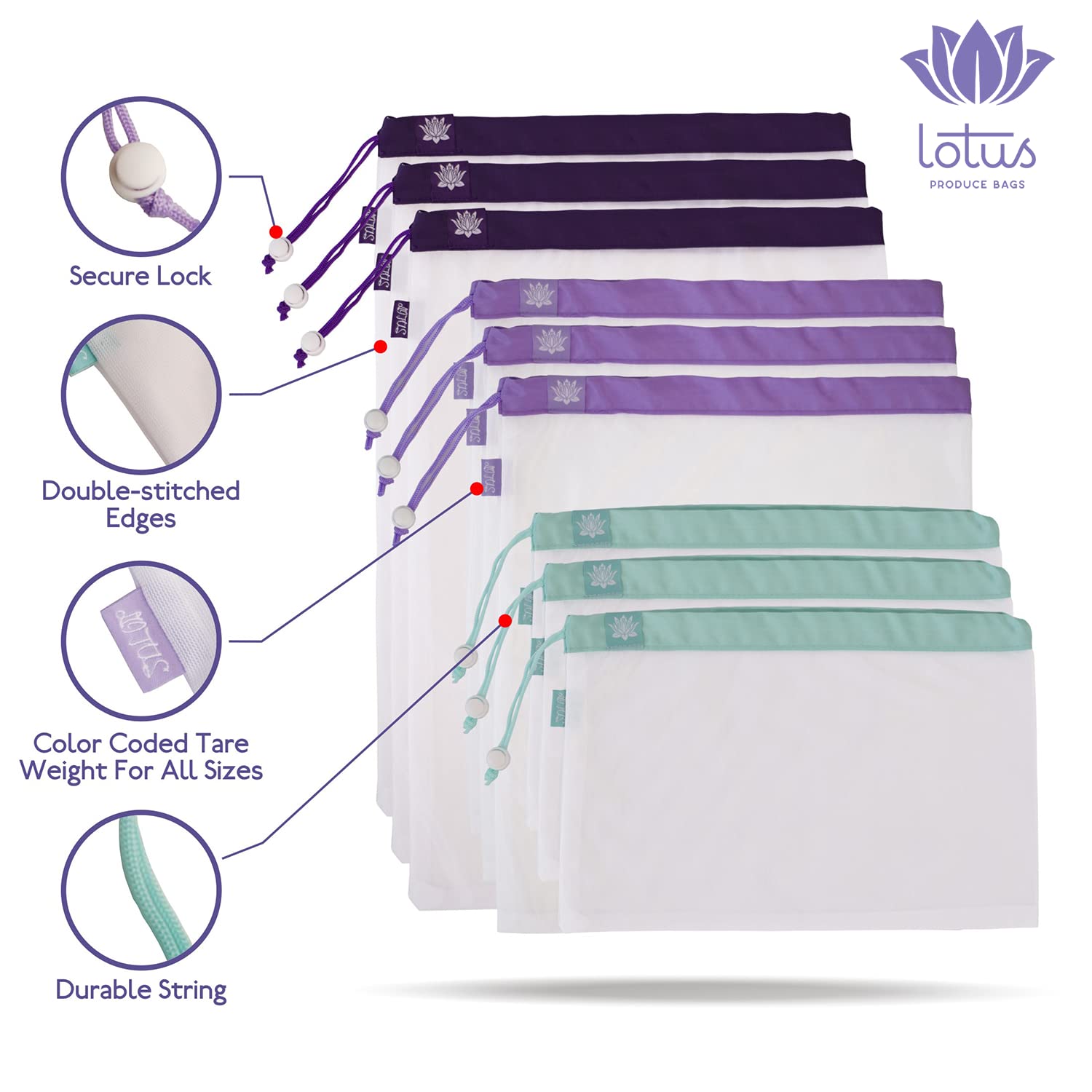 Eco-Friendly Reusable Mesh Produce Bags for Groceries & Shopping