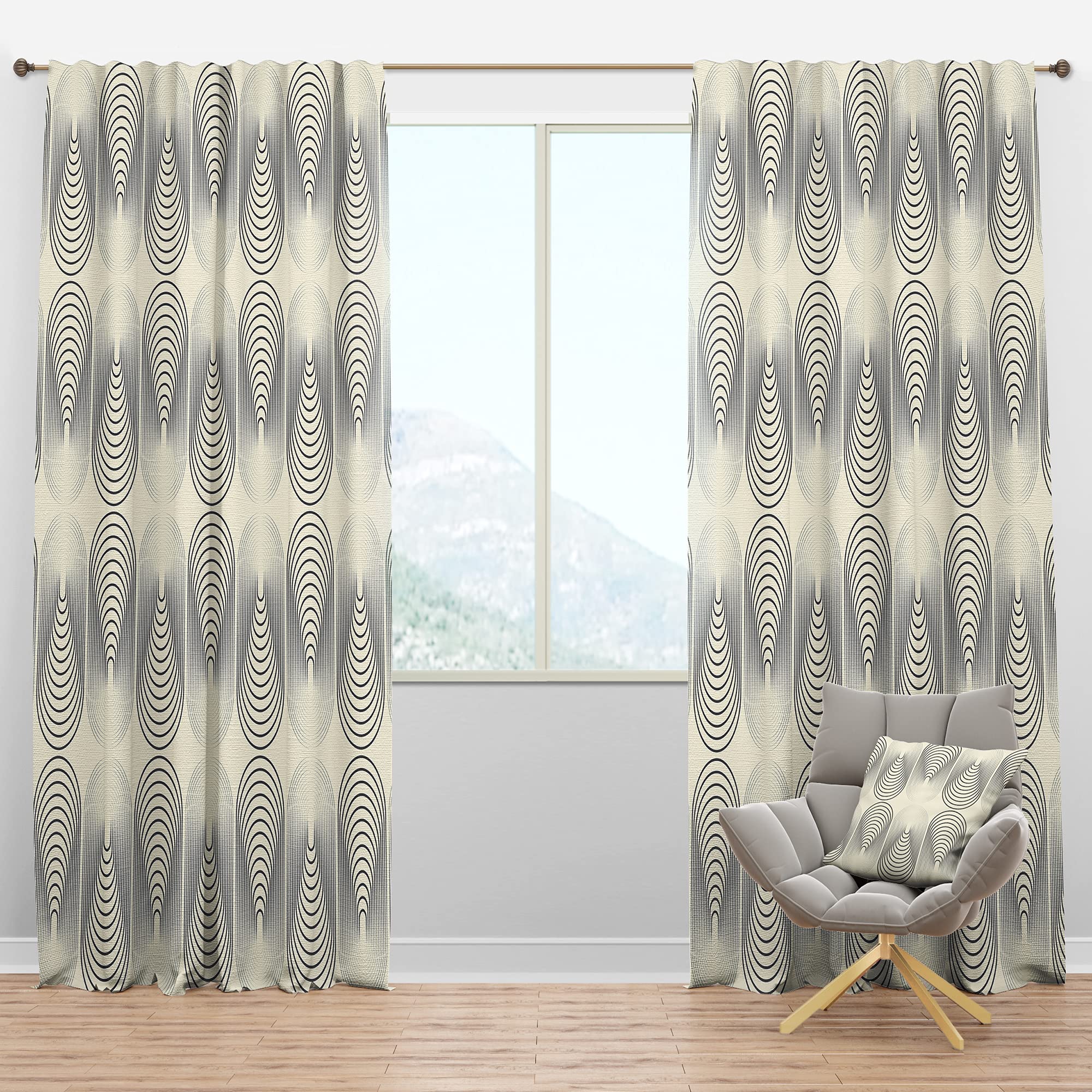 DesignQ Blackout Curtains - Monochrome Geometric Pattern X - Thermal Insulated Room Darkening Drapes for Bedroom & Living Room - Single Panel 52x63 Inches - Perfect for Home Theater, Nursery & Light Sleepers