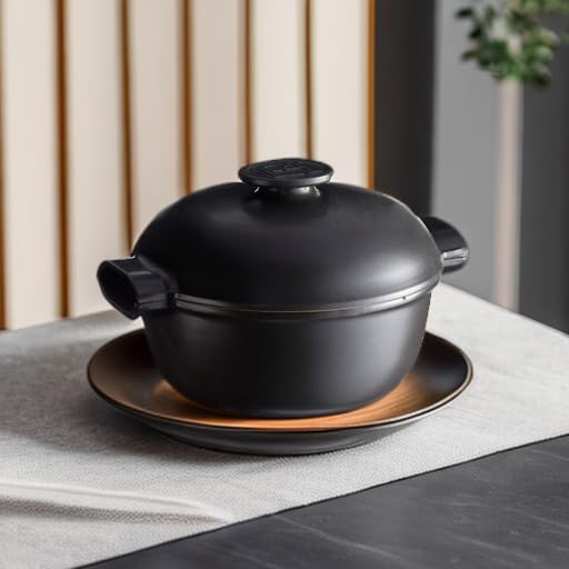 Emile Henry Delight 4L Ceramic Round Dutch Oven in Slate - Premium French Cookware for Baking, Roasting & Slow Cooking - Perfect for Soups, Stews & Bread Making