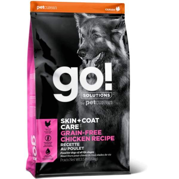 Premium Grain-Free Dry Dog Food with Chicken - GO! Solutions Skin & Coat Care Formula for Healthy Skin & Shiny Coat | Ideal for Adult Dogs with Sensitive Skin & Allergies