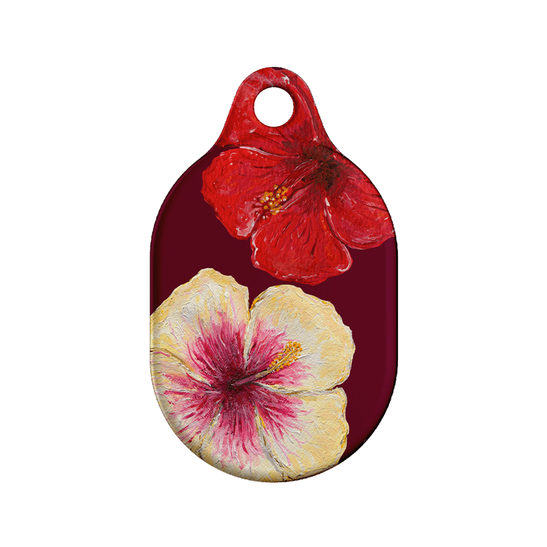 Hibiscus Flower AirTag Holder - Floral Design Protective Case for Apple AirTag - Perfect for Luggage, Keys, Pets & Travel Accessories