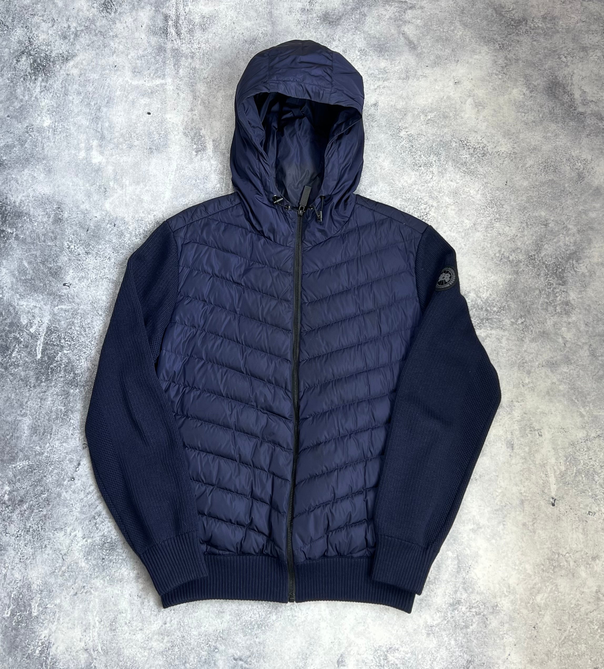 Canada Goose Navy Black Label Hybridge Knit Hooded Jacket - Lightweight Warm Winter Coat for Men & Women - Perfect for Outdoor Activities & Urban Style