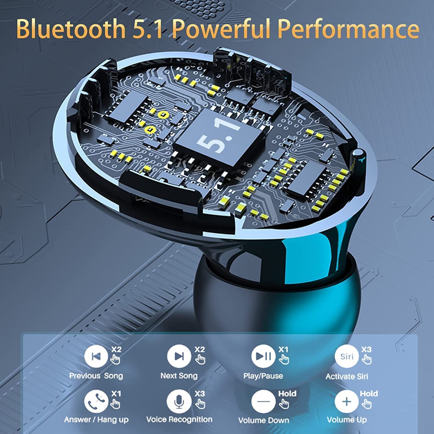 Wireless Bluetooth 5.3 Earbuds with 4 ENC Noise Cancelling Mic, HiFi Stereo Deep Bass In-Ear Headphones, Touch Control IPX7 Waterproof Earphones for Smartphone, Sports, Workout, Running, Gym & Travel - Perfect for Commuting, Work Calls & Music Lovers