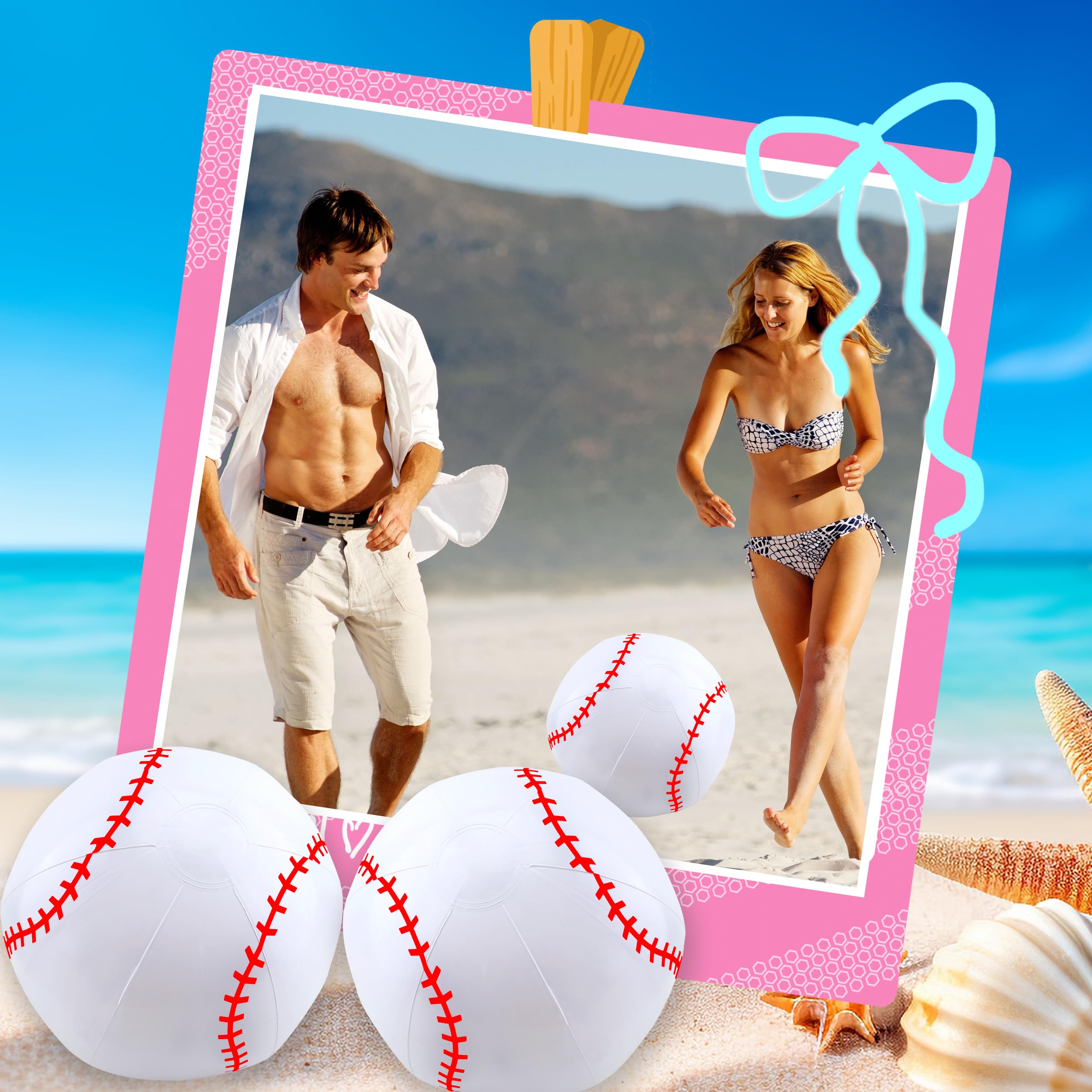 14-Piece Inflatable Baseball Set - 16 Inch Beach Balls for Summer Outdoor Games, Pool Parties & Sports Activities - Perfect for Backyard Fun, Beach Volleyball & Kids' Water Play