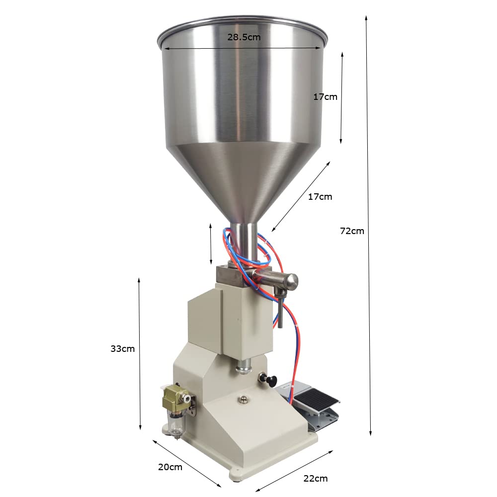 TECHTONGDA 5-50ml Pneumatic Liquid Paste Filling Machine | Stainless Steel Bottle Filler for Cream, Shampoo, Lube, Oil & Honey (Model A02) | Ideal for Cosmetic, Food & Pharmaceutical Packaging
