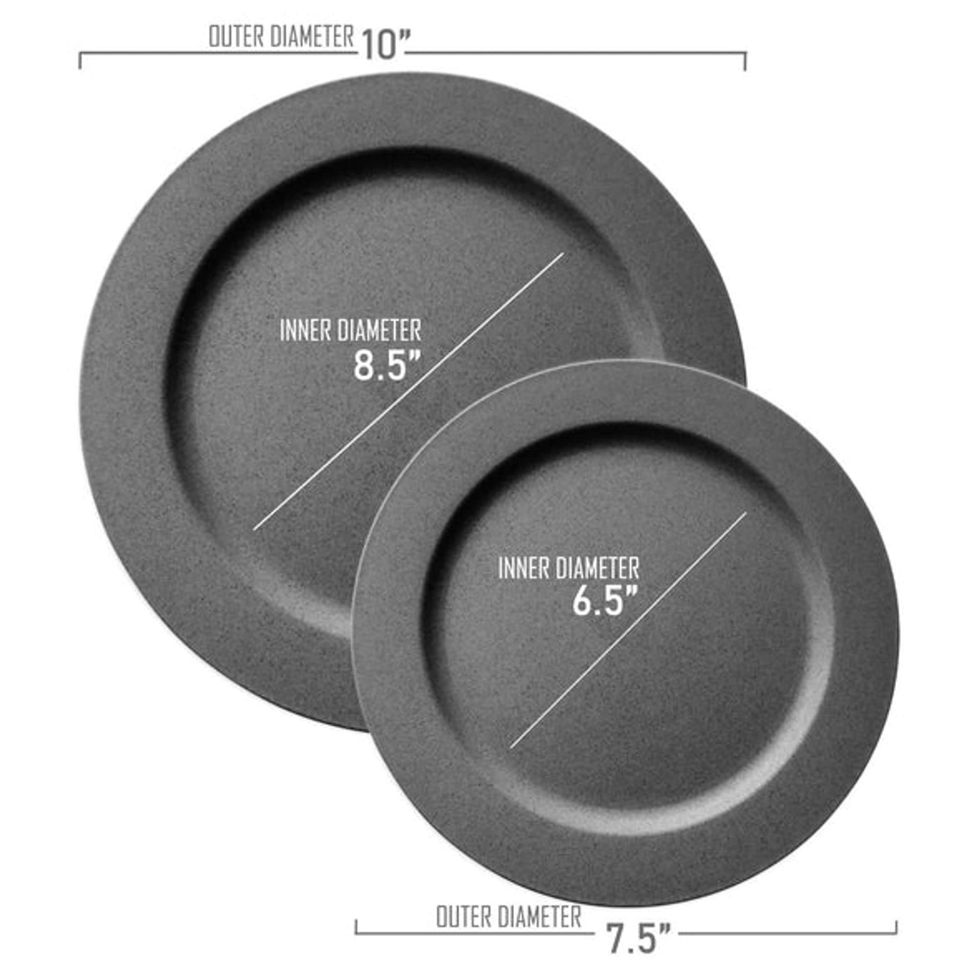 Premium Disposable Plastic Plates Set - 240pcs Matte Round Dinnerware (120 Dinner Plates + 120 Salad Plates) Charcoal Gray for Wedding, Party, Catering & Events - Elegant & Durable Disposable Tableware for Home, Restaurant & Outdoor Use