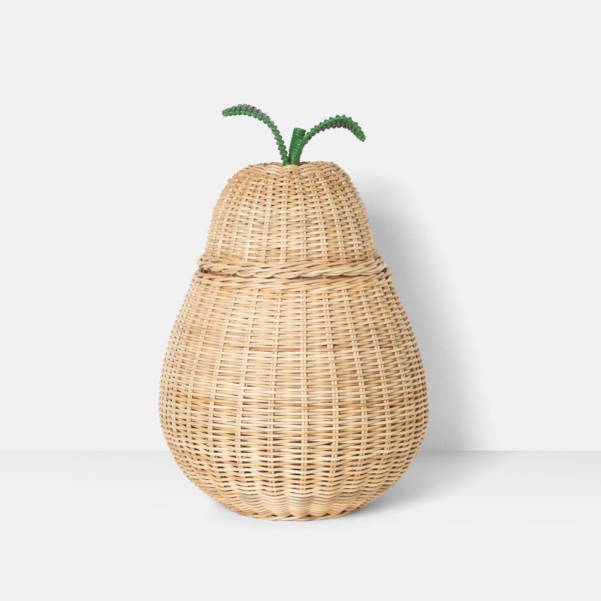 FERM LIVING Braided Pear Storage Basket - Handwoven Natural Fiber Organizer for Home, Nursery, or Office Decor