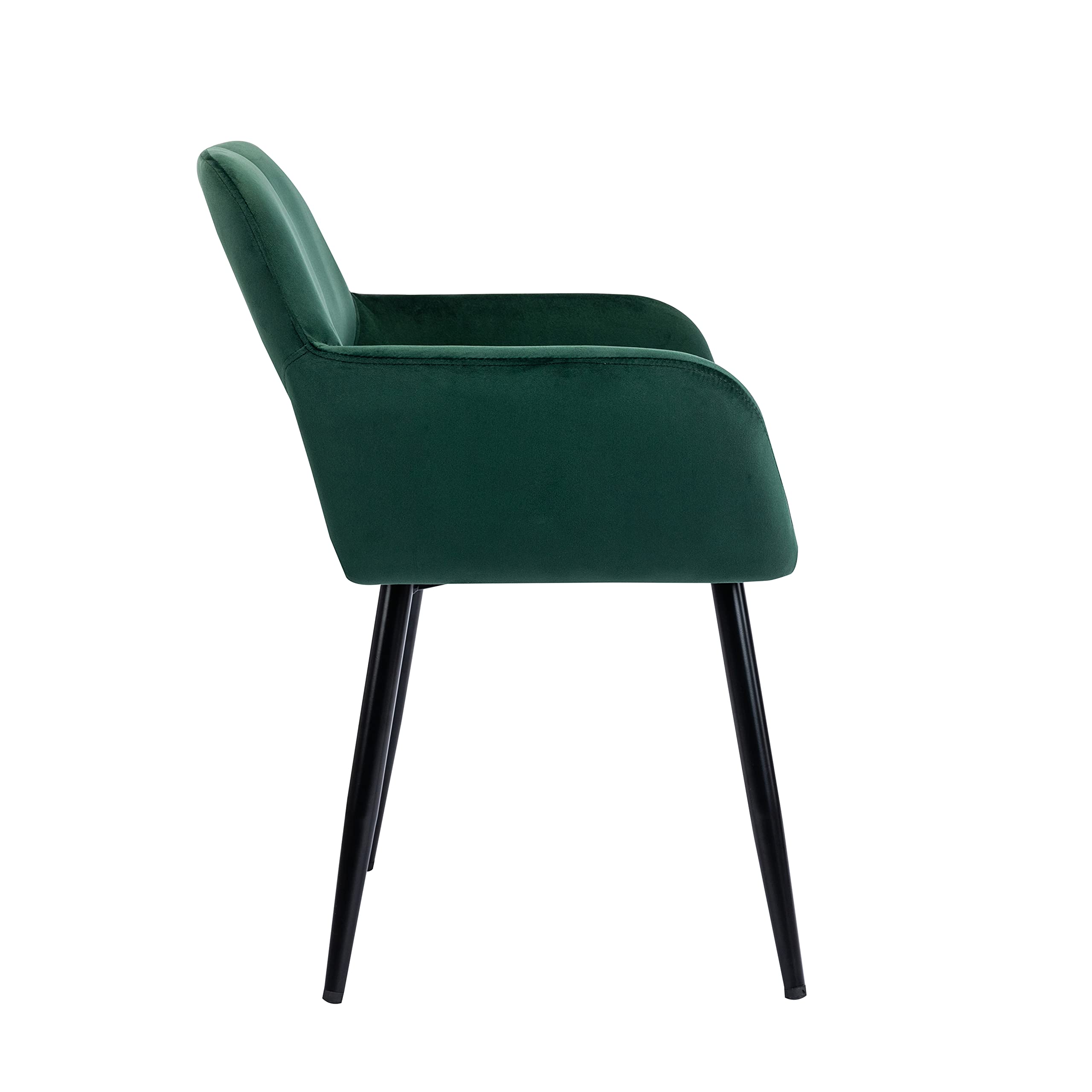 Porthos Home Giana Velvet Upholstered Dining Chair with Low Armrests & Metal Legs - Modern Space-Saving Design for Small Dining Rooms, Kitchenettes & Breakfast Nooks - Floor Protectors Included for Hardwood & Tile Floors