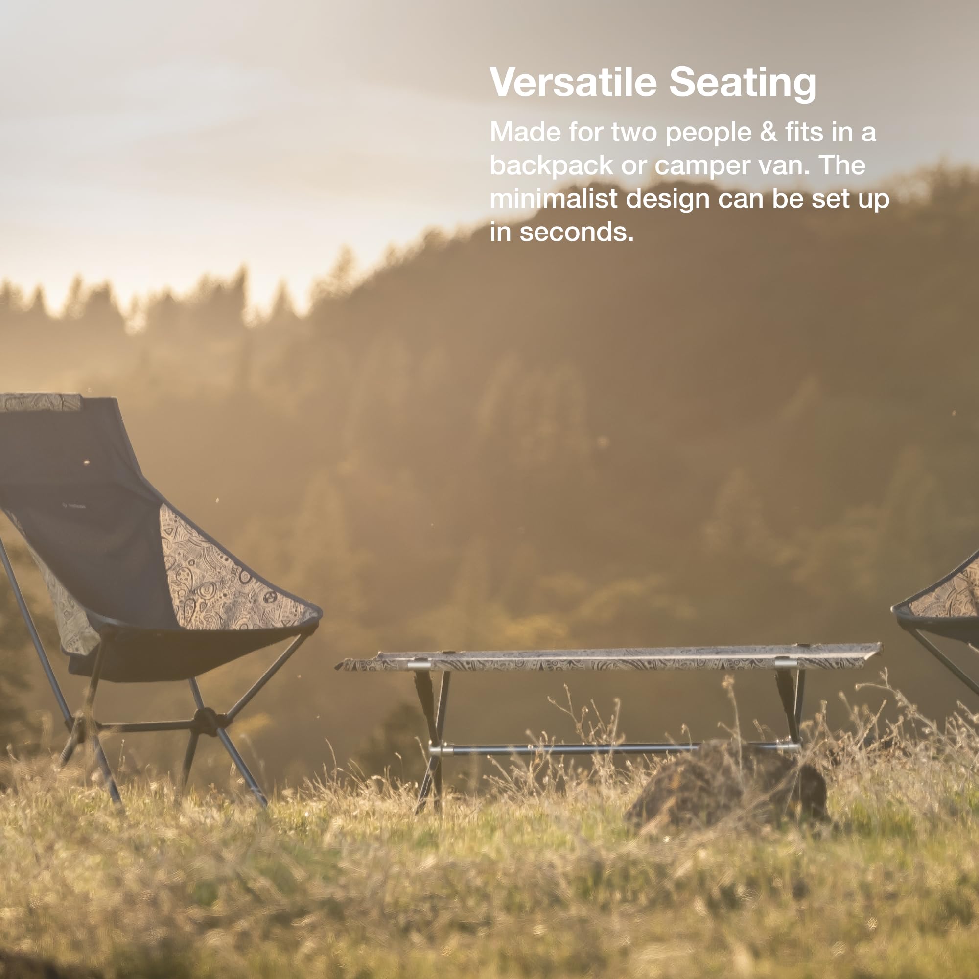 Helinox Bench One Lightweight Portable Collapsible Two-Seat Camping Bench for Outdoor Picnics, Hiking, and Backpacking