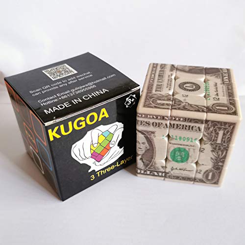 3x3 Speed Cube with Dollar Bill Pattern - Fast & Smooth Magic Cube Puzzle for Kids & Adults - 5.6cm/2.2