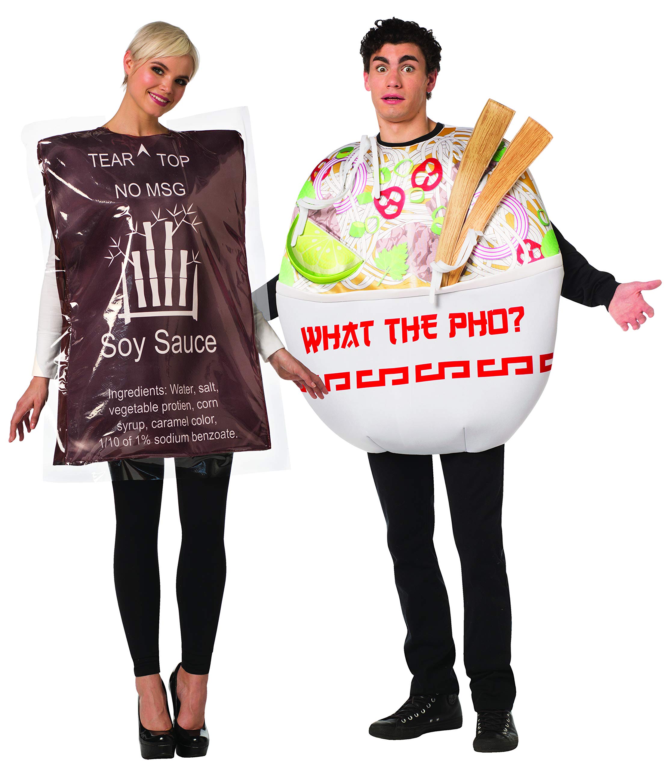 Rasta Imposta Soy Sauce & Pho Bowl Couples Halloween Costume Set - Fun Asian Food Themed Couple Outfit for Costume Parties & Cosplay Events