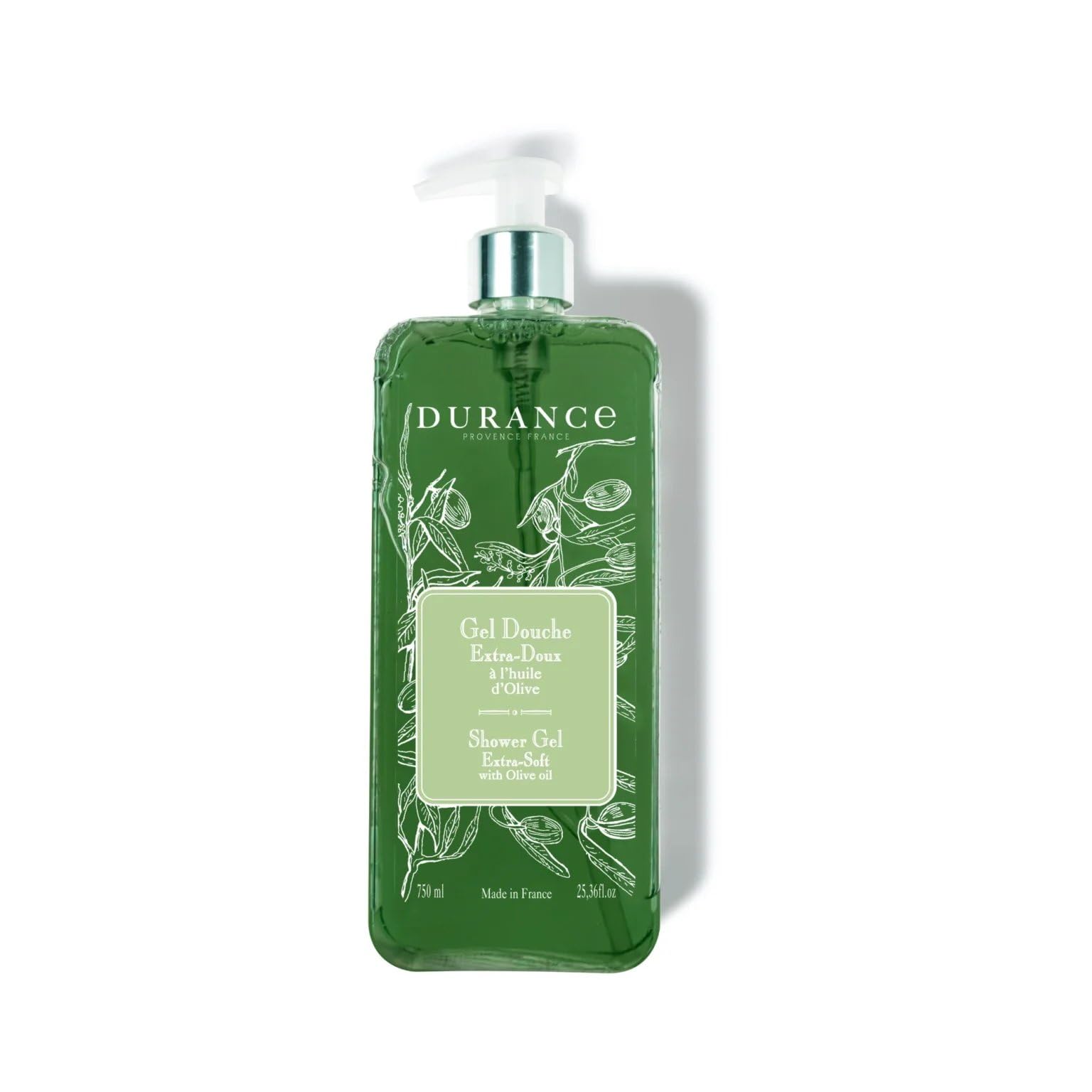 Durance Olive Oil Marseille Shower Gel 750ml - Moisturizing Body Wash with Almond & Olive Oils for Dry Skin - Gentle Cleansing, Hydration & Softening - Vegan & Cruelty-Free - Perfect for Daily Shower & Spa Relaxation