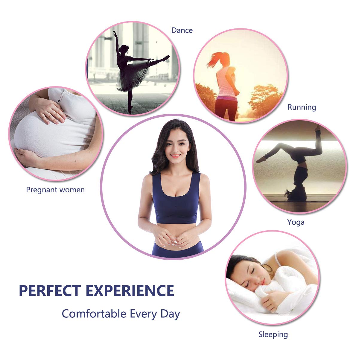 FEOYA Women's Plus Size Wireless Sleep Bra - Stretch Comfort Bralette for Sports & Lounge - Perfect for Yoga, Sleeping & Relaxation